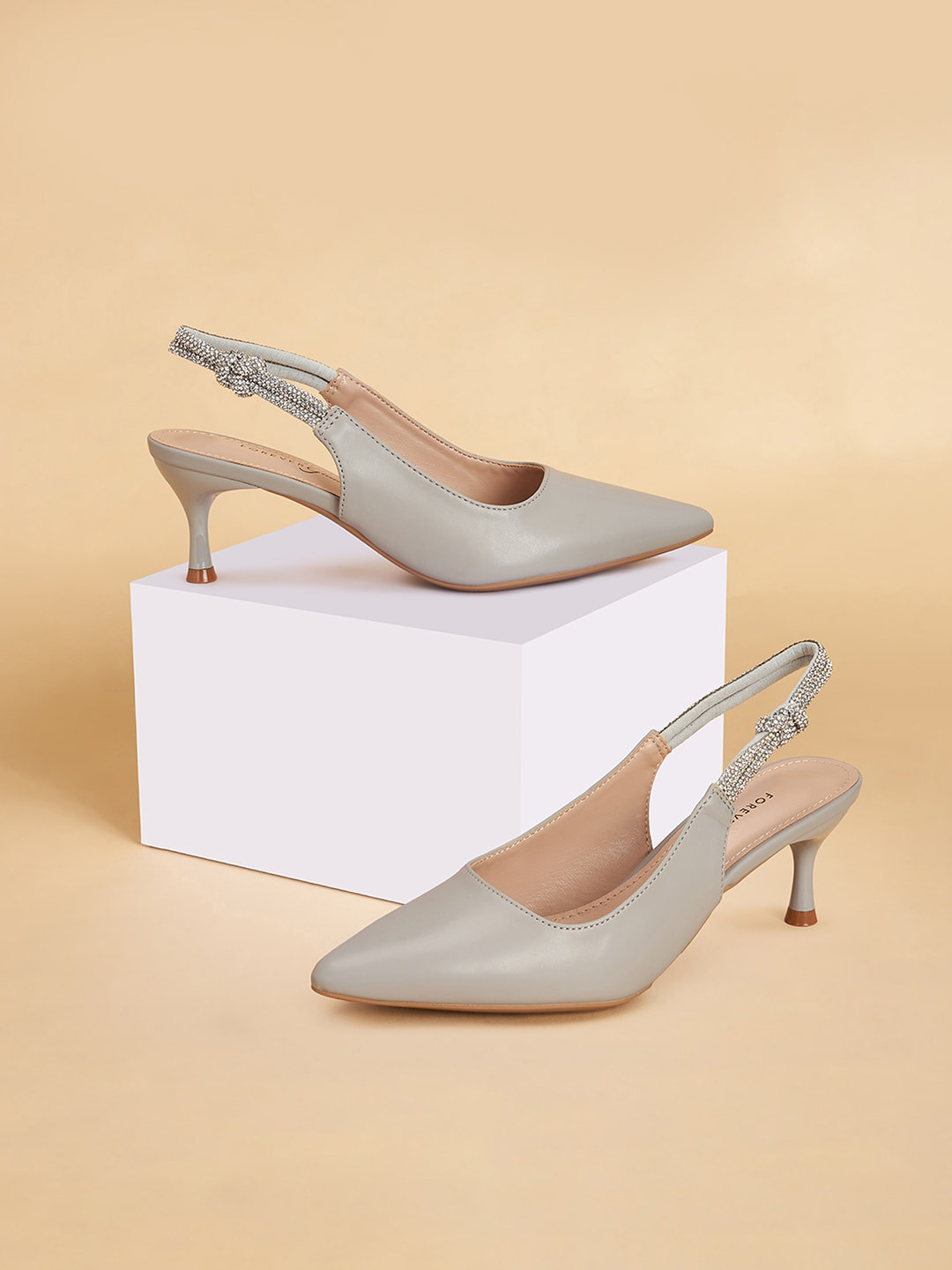 Forever Glam by Pantaloons Textured Kitten Heeled Pumps