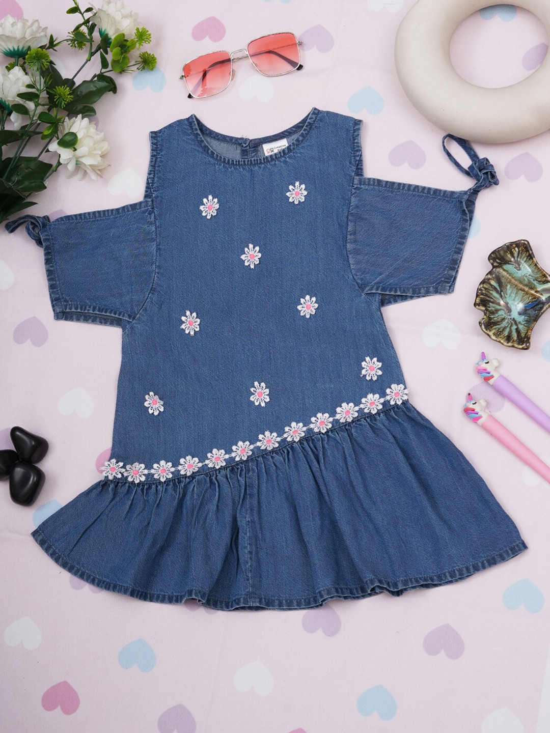 Creative Kids Girl Printed Cotton Midi A-Line Dress