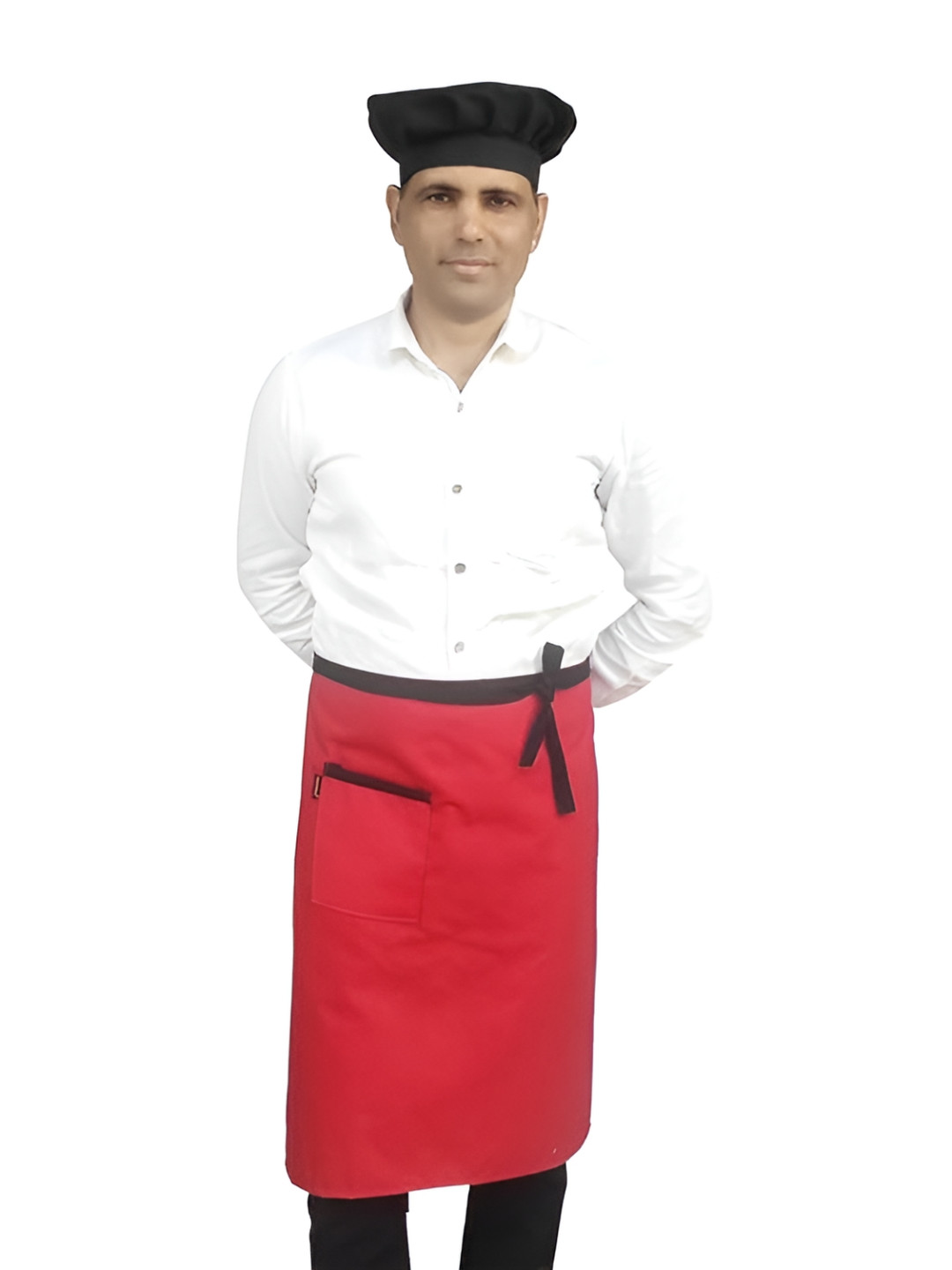 SWITCHON Red & Black Water Resistance Waist Apron With Cap