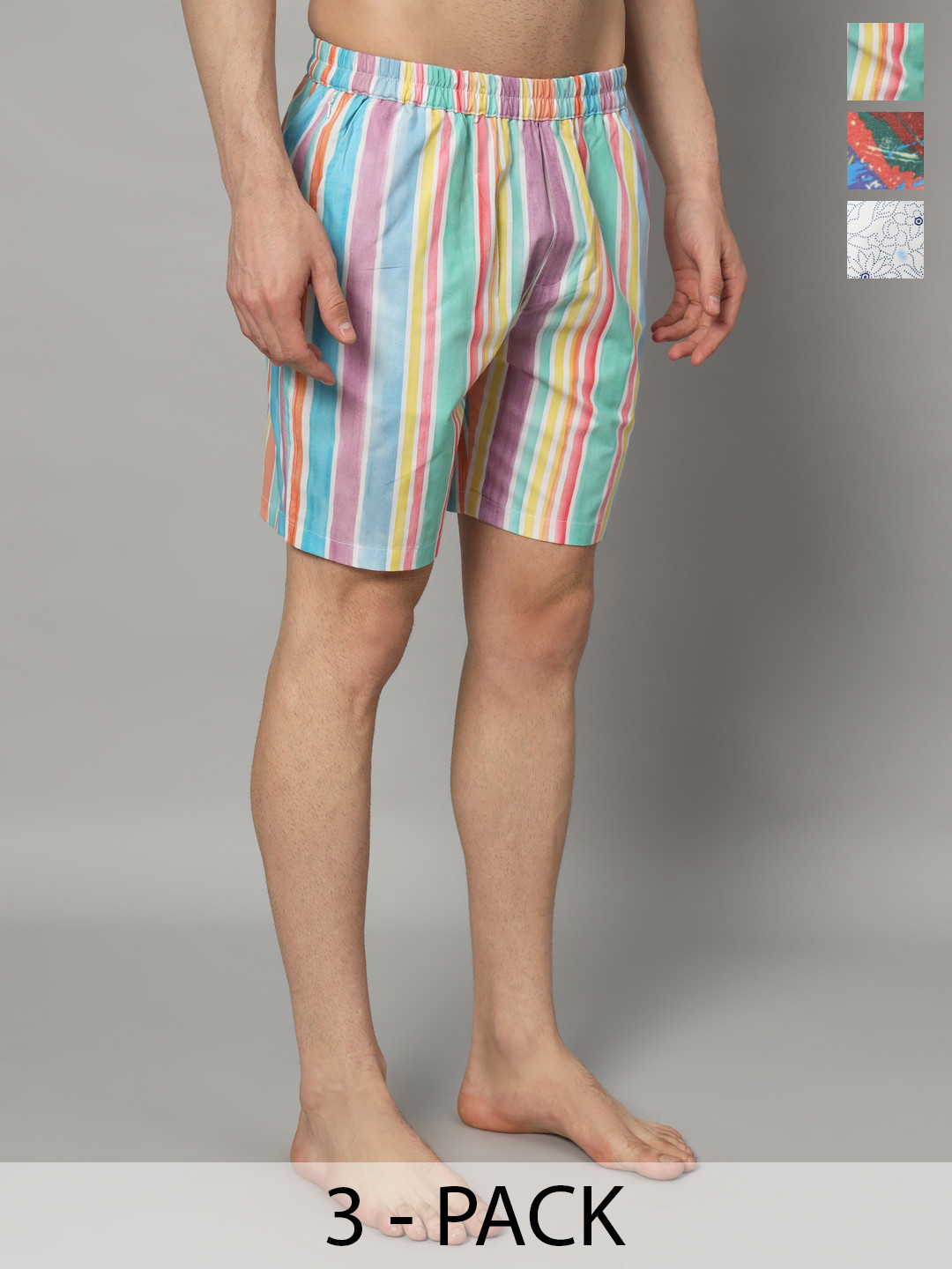 OWO THE LABEL Men Pack Of 3 Printed Pure Cotton Boxers