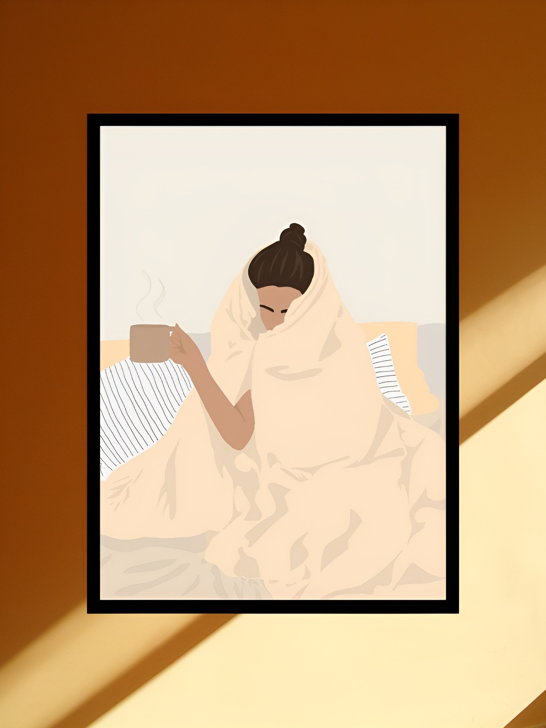 AbhiKalpya Art Studio-Get a vibe Morning Coffee Girl Wood Paintings Wall Art - 12 x 18 In