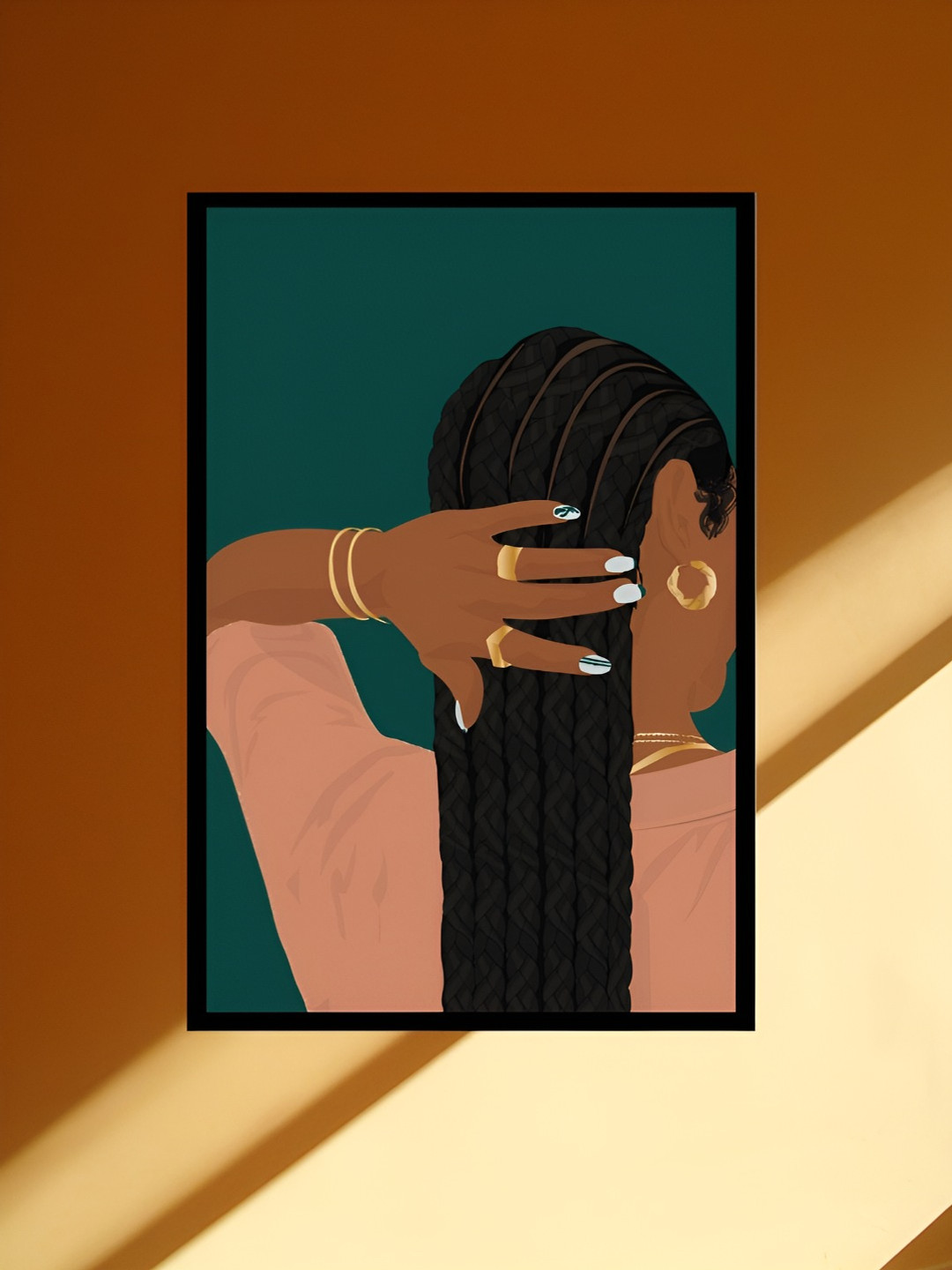 AbhiKalpya Art Studio-Get a vibe Green & Peach Coloured Wooden Wall Painting