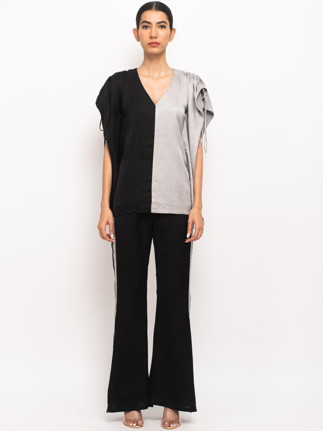 Neora Colourblocked Kaftan Top With Palazzos Co-Ords
