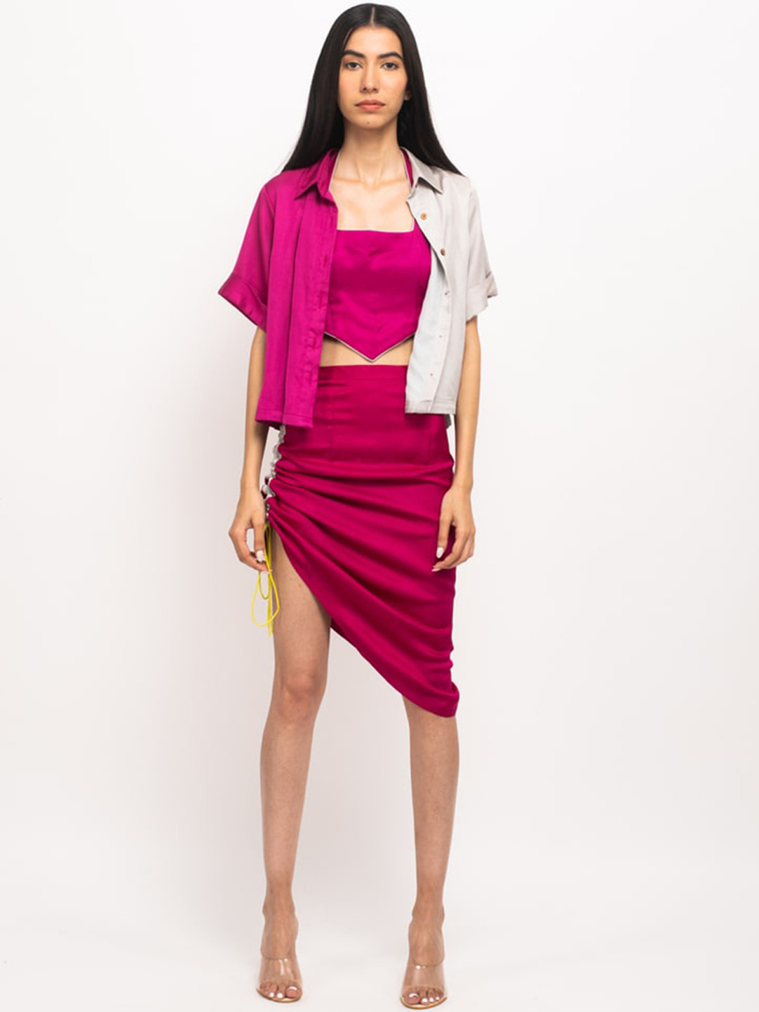 Neora Colorblocked Top & Skirt with Shirt Co-Ord Set