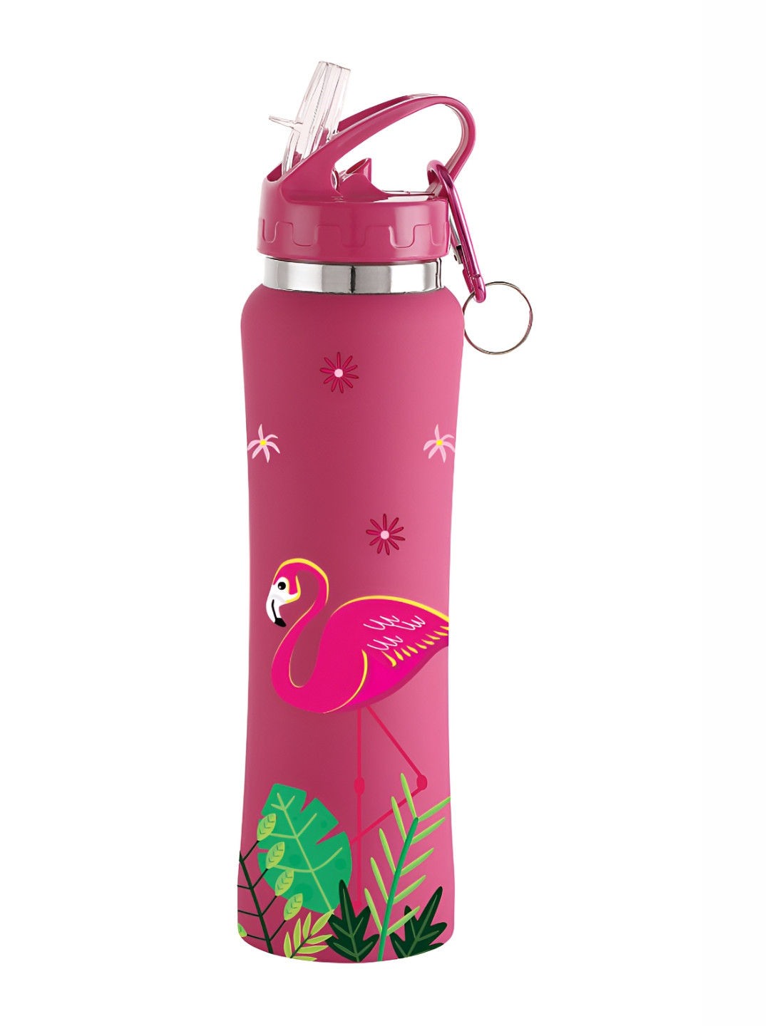 NIRLON Pink Printed Stainless Steel Single Wall Vacuum Water Bottles 750 ml
