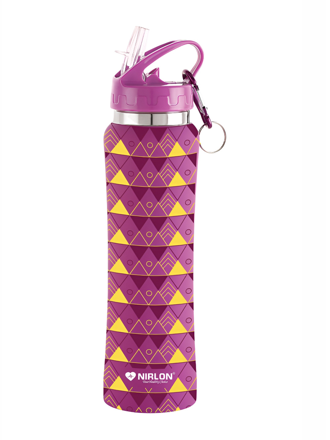 NIRLON Flip Bot Purple Conversational Stainless Steel Spill Proof Sipper - 750ml