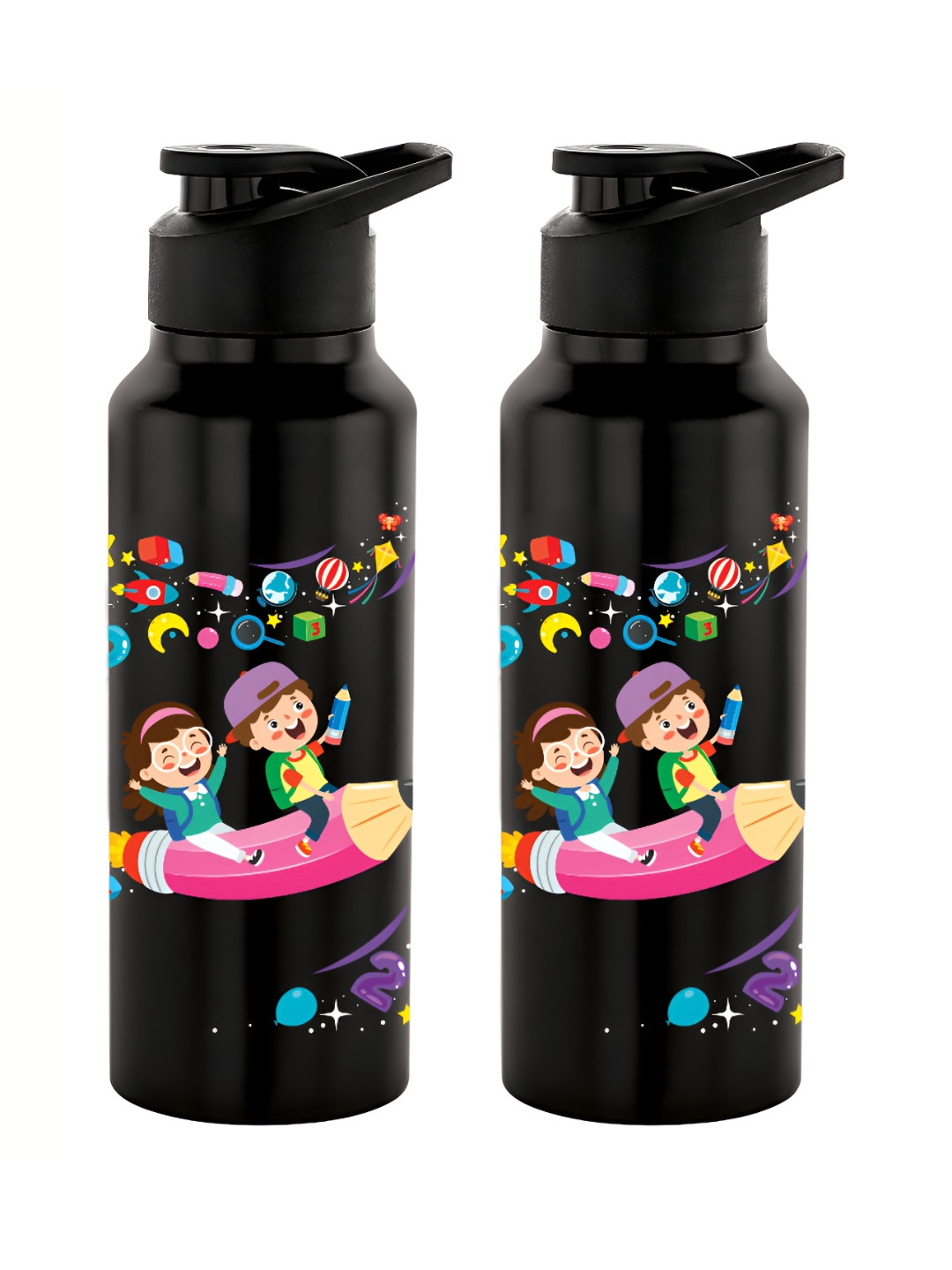 NIRLON Classic Flip Conversational Stainless Steel Spill Proof 2 Pcs Water Bottle - 750ml