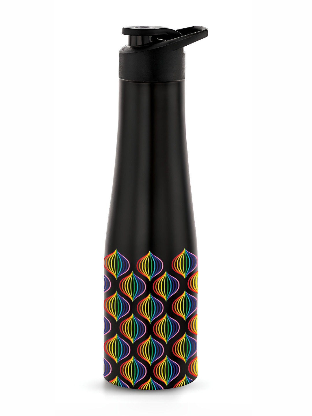 NIRLON Tall Bell Black Abstract Stainless Steel Single Wall Vacuum Sipper - 750ml