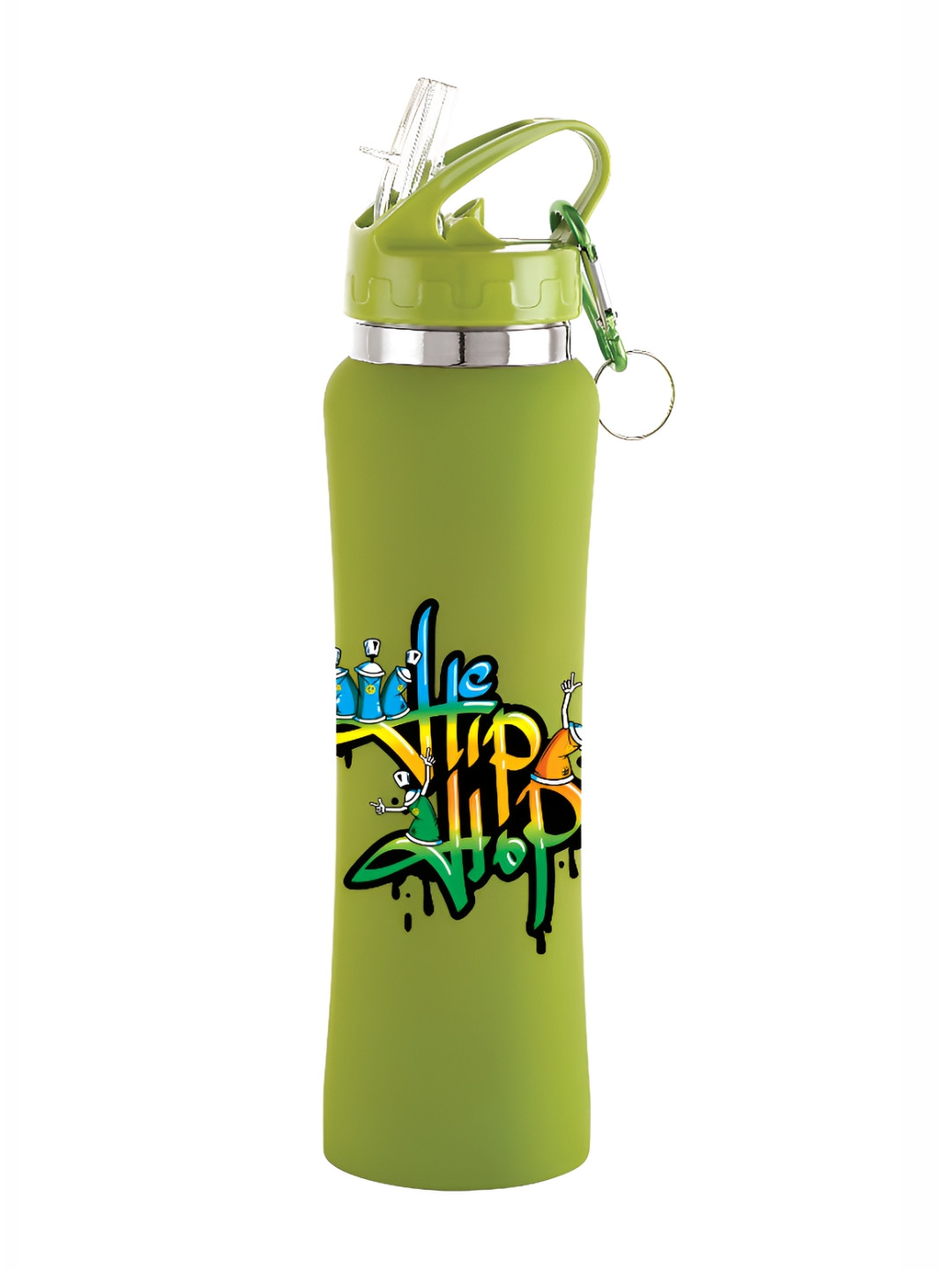 NIRLON Flip Bot Green Typography Stainless Steel Spill Proof Sipper - 750ml