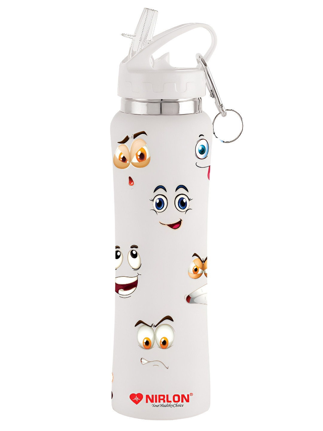 NIRLON Flip Bot White Conversational Stainless Steel Single Wall Vacuum Sipper - 750ml