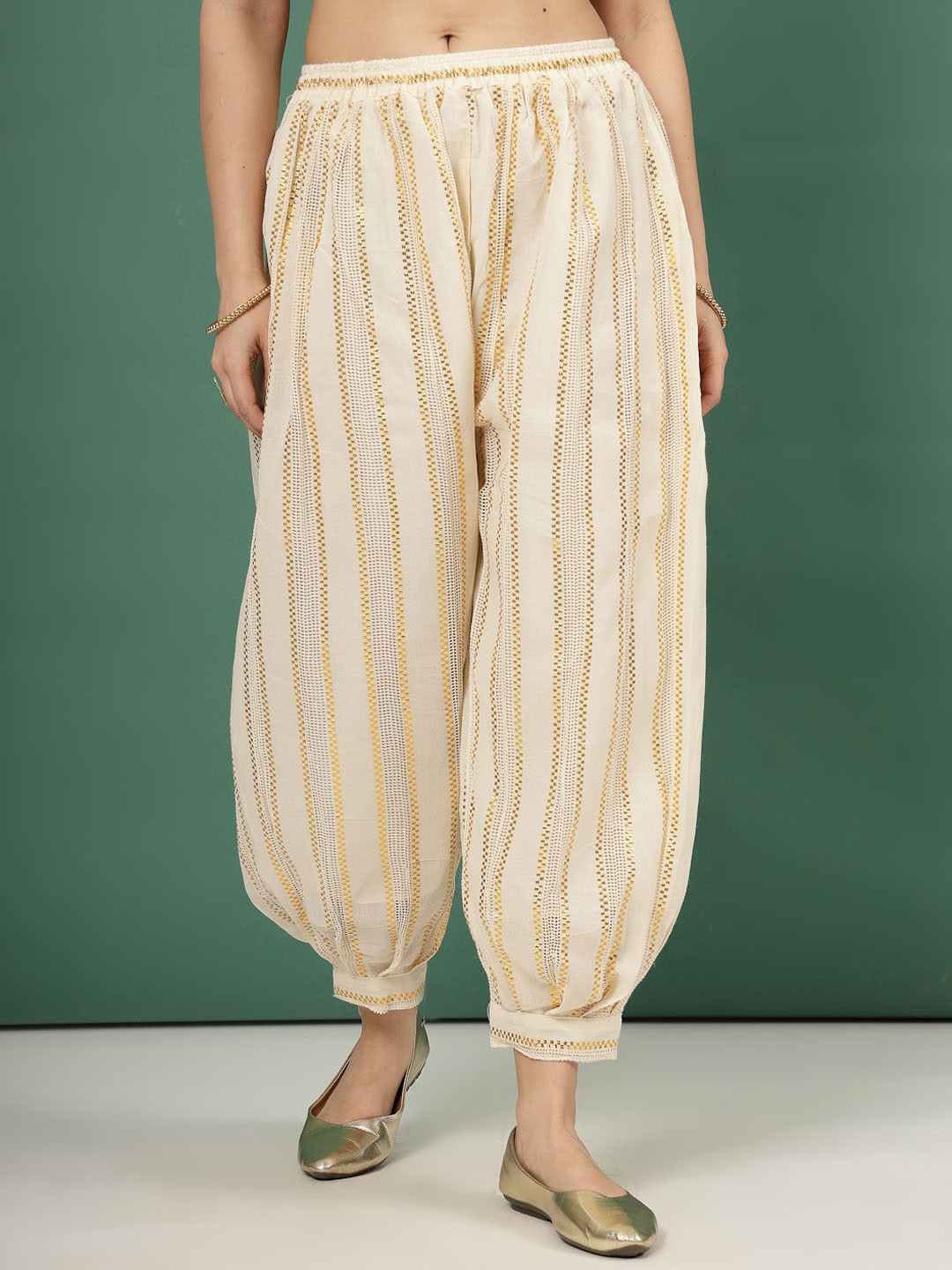 Clora Creation Self Design Loose Fit Cotton Afghani Salwar