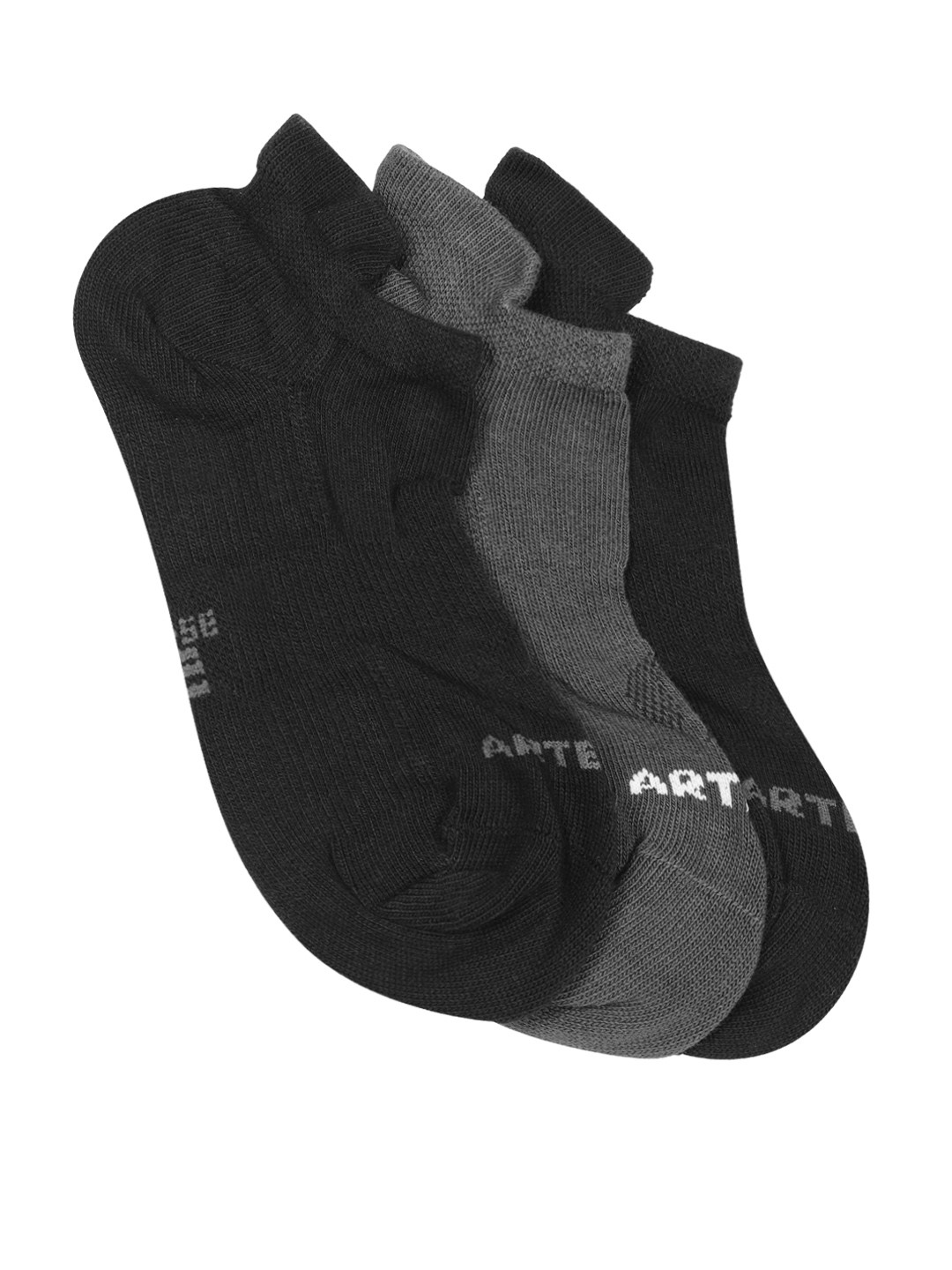 Decathlon  Kids Black/Grey Low Socks - Pack Of 3