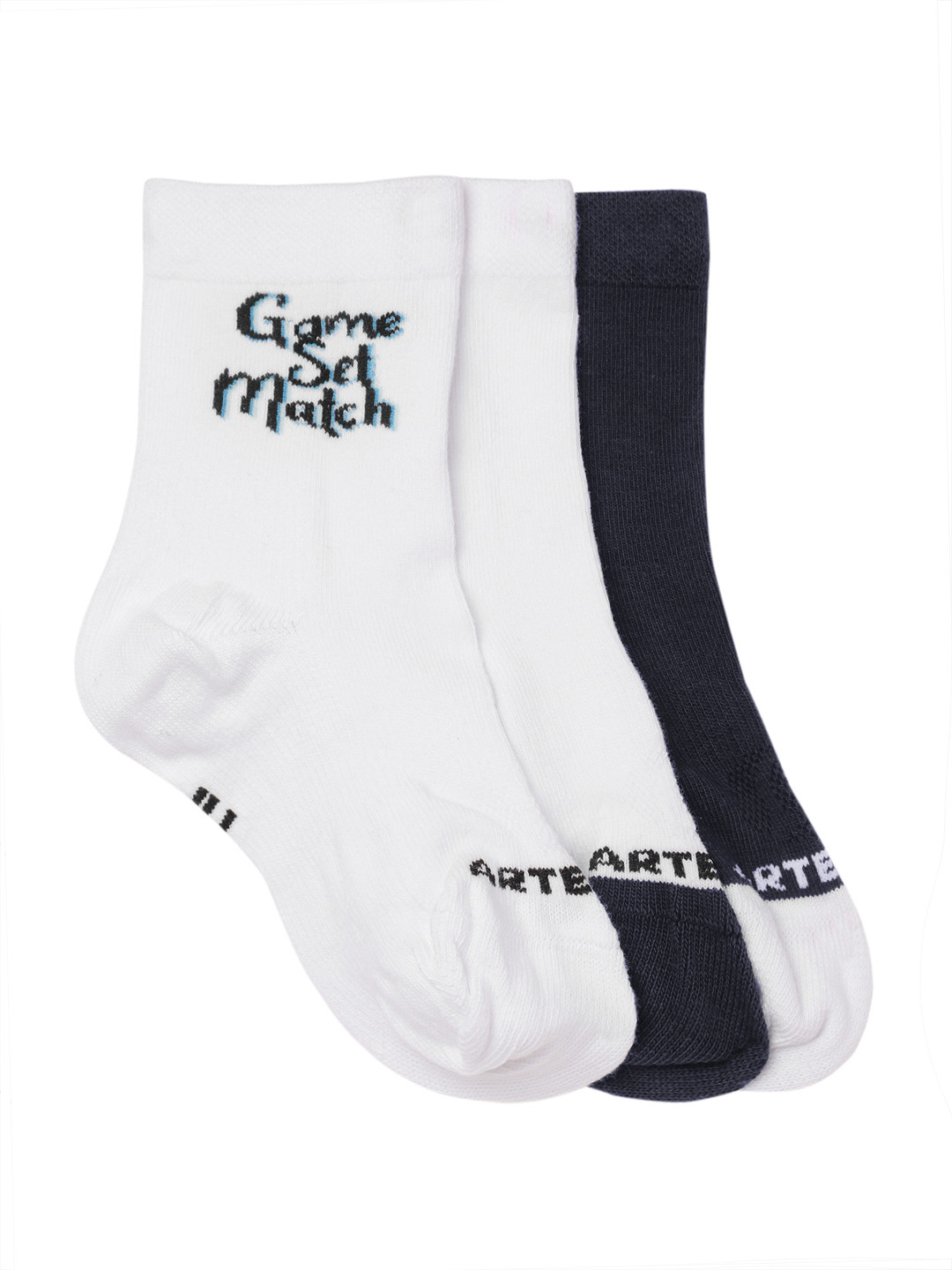 Decathlon ARTENGO - Kids White/Navy High Ankle Socks - Pack Of 3