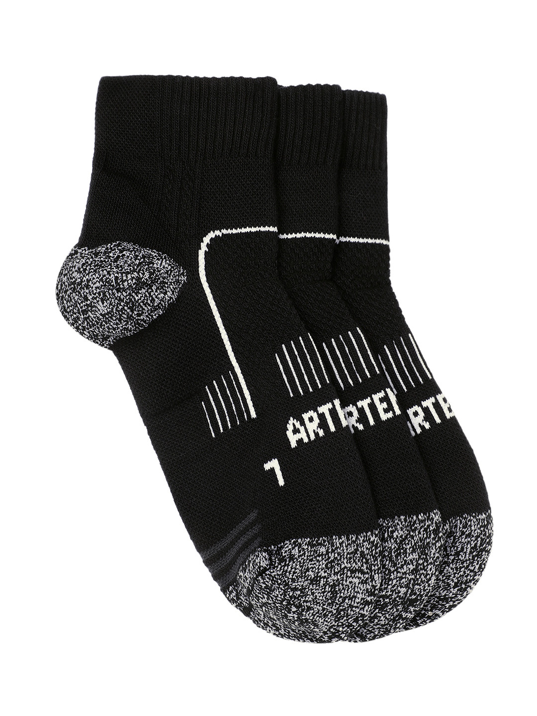 Decathlon ARTENGO Adult Black White Mid Ankle Performance Socks - Pack Of 3
