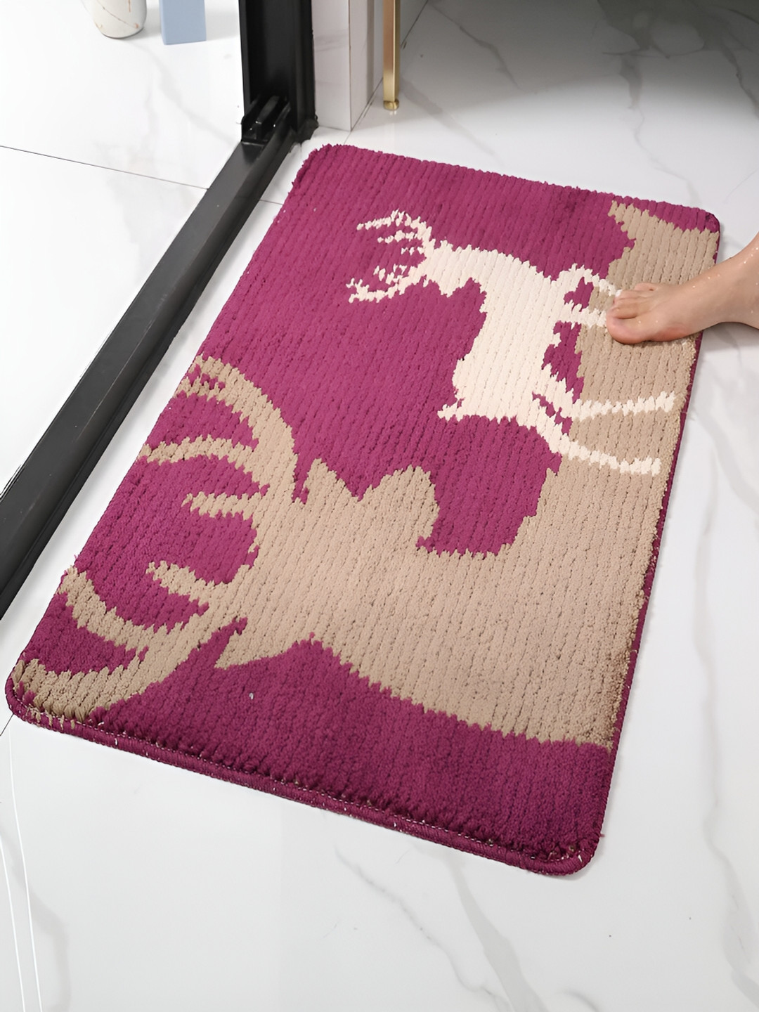 HOKIPO Purple & Beige 1400 GSM Soft Bath Rug