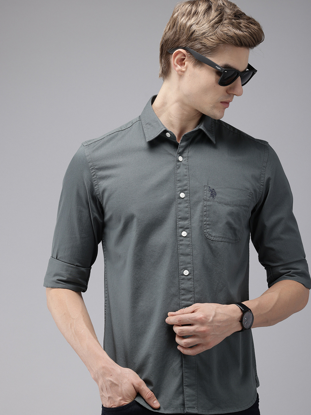 U.S. Polo Assn. Denim Co. Pure Cotton Slim Fit Casual Shirt