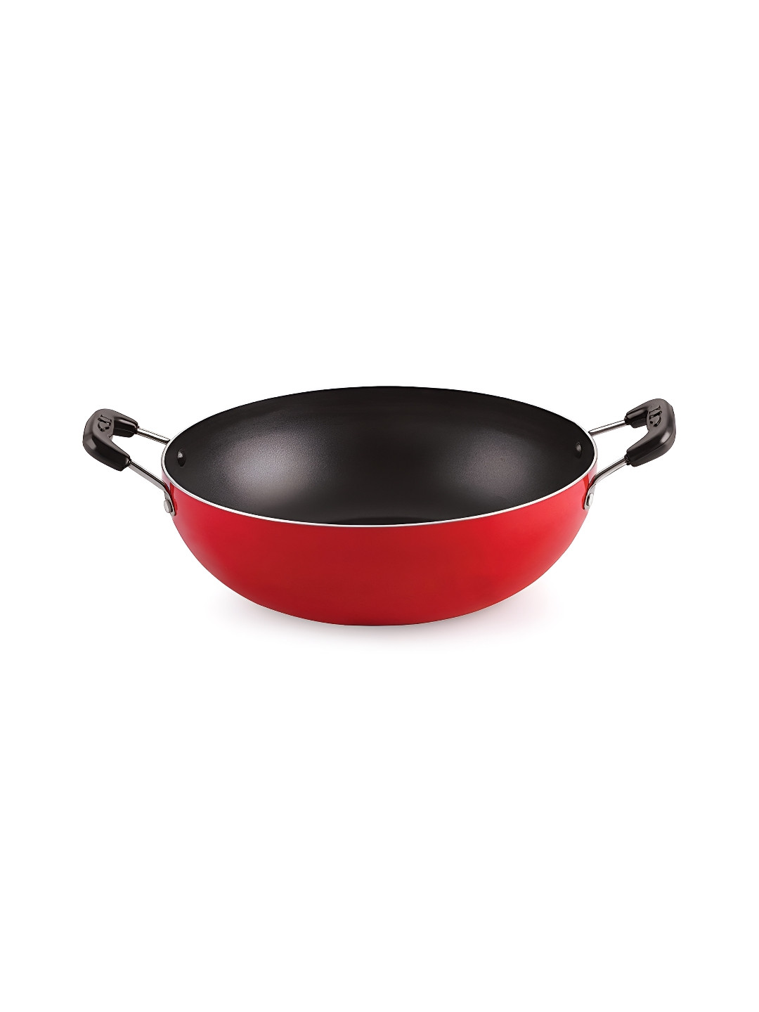 NIRLON Red & Black Aluminium Dishwasher Safe Kadai 2.5 Ltr