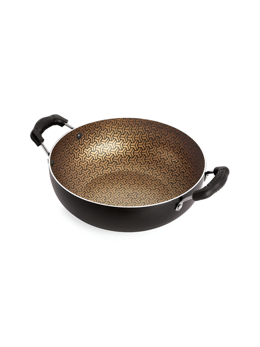 NIRLON Majesty Gold-Toned Aluminium Dishwasher Safe Nonstick Aluminium Kadhai 2.25L