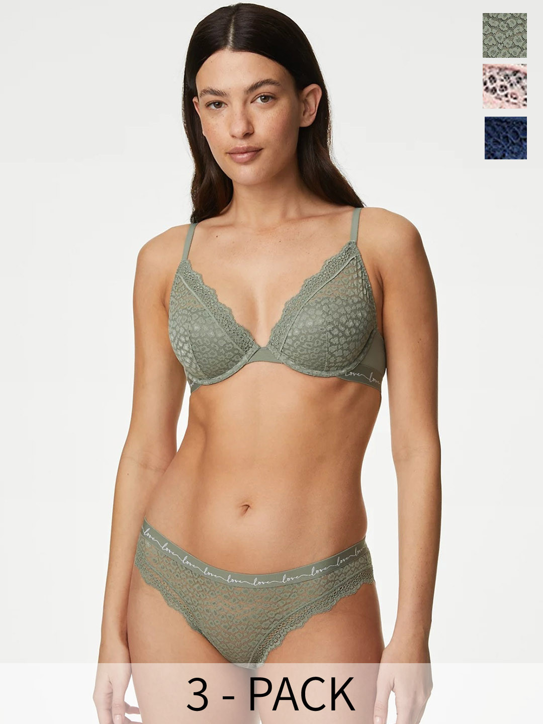 Marks & Spencer Pack Of 3 Lace & Mesh Bikini Briefs