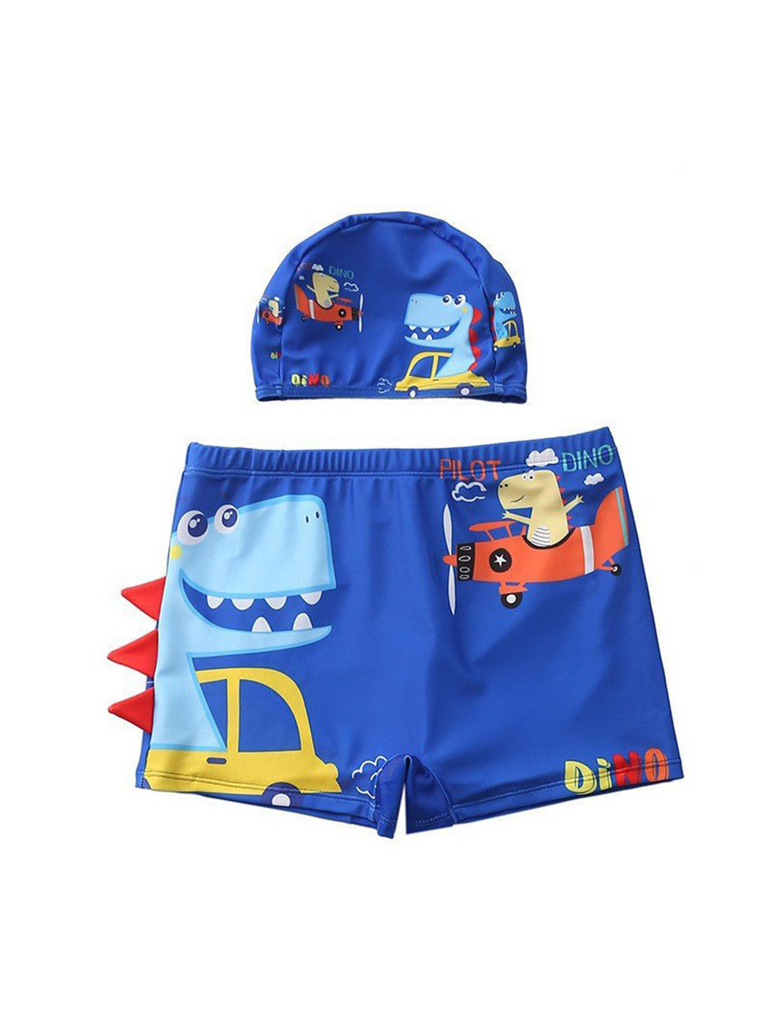 The Mom Store Boys Printed Swim Shorts With Cap