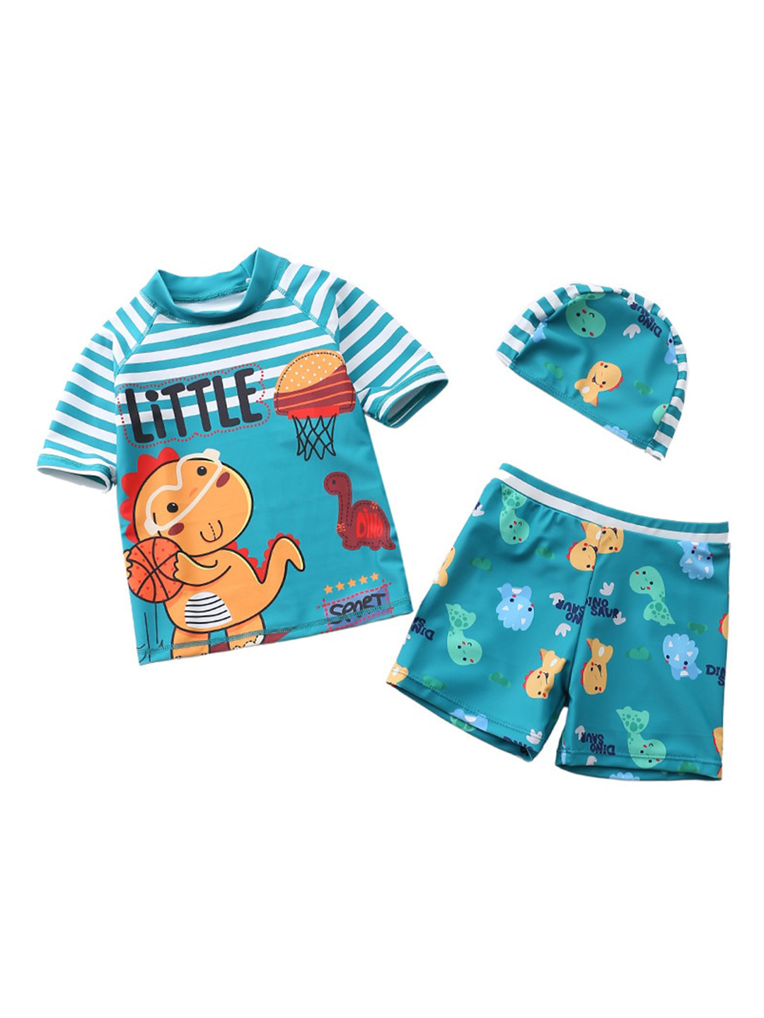 The Mom Store Boys Dino Printed Band Neck Swimwear