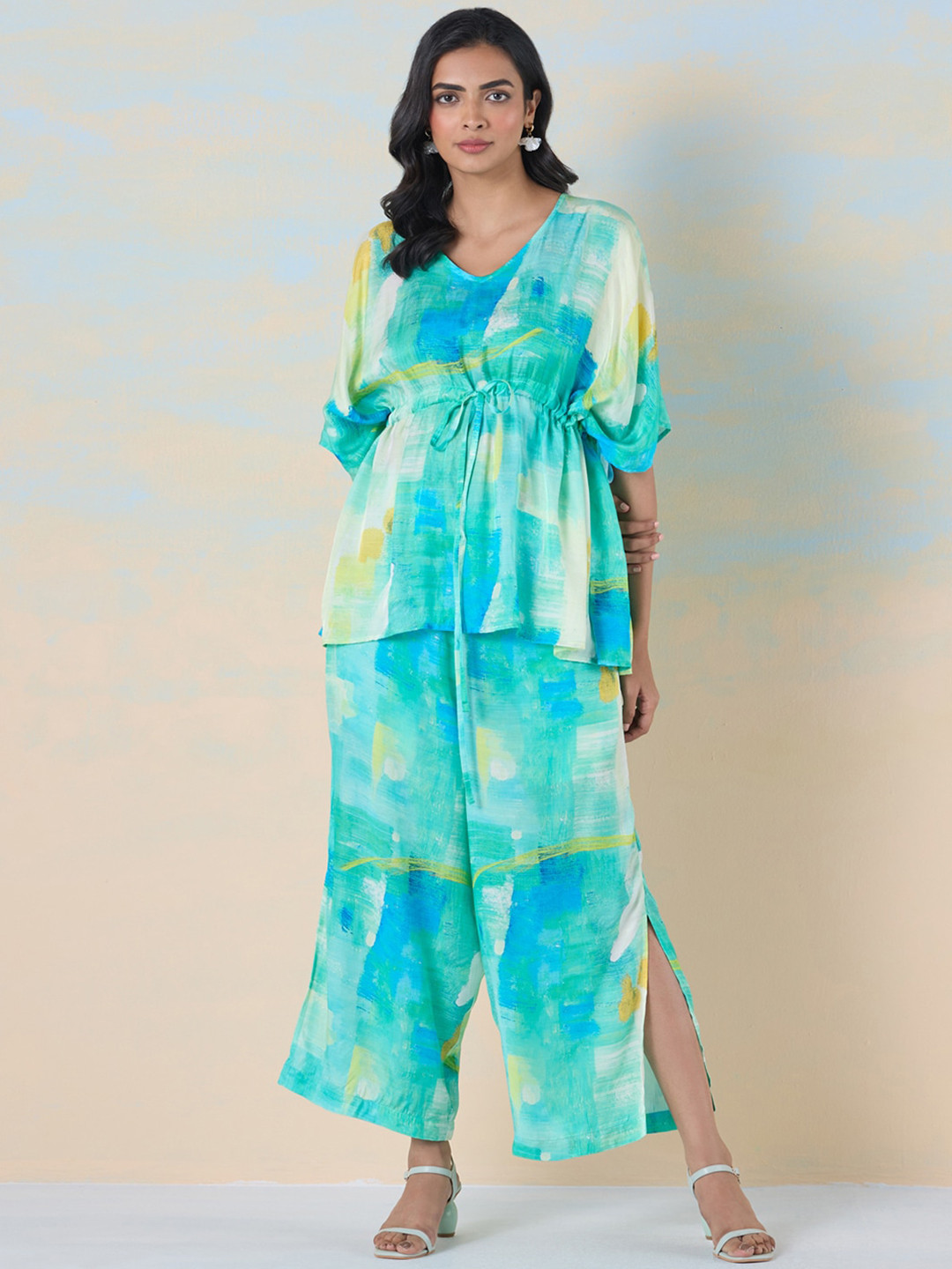 navyasa by liva Mystic Bloom Printed Top And Palazzos Co-Ords