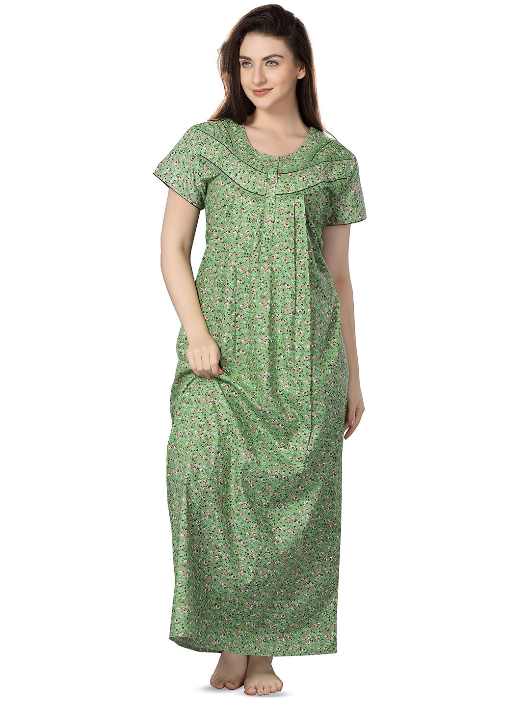 Soulemo Floral Printed Pure Cotton Maxi Nightdress