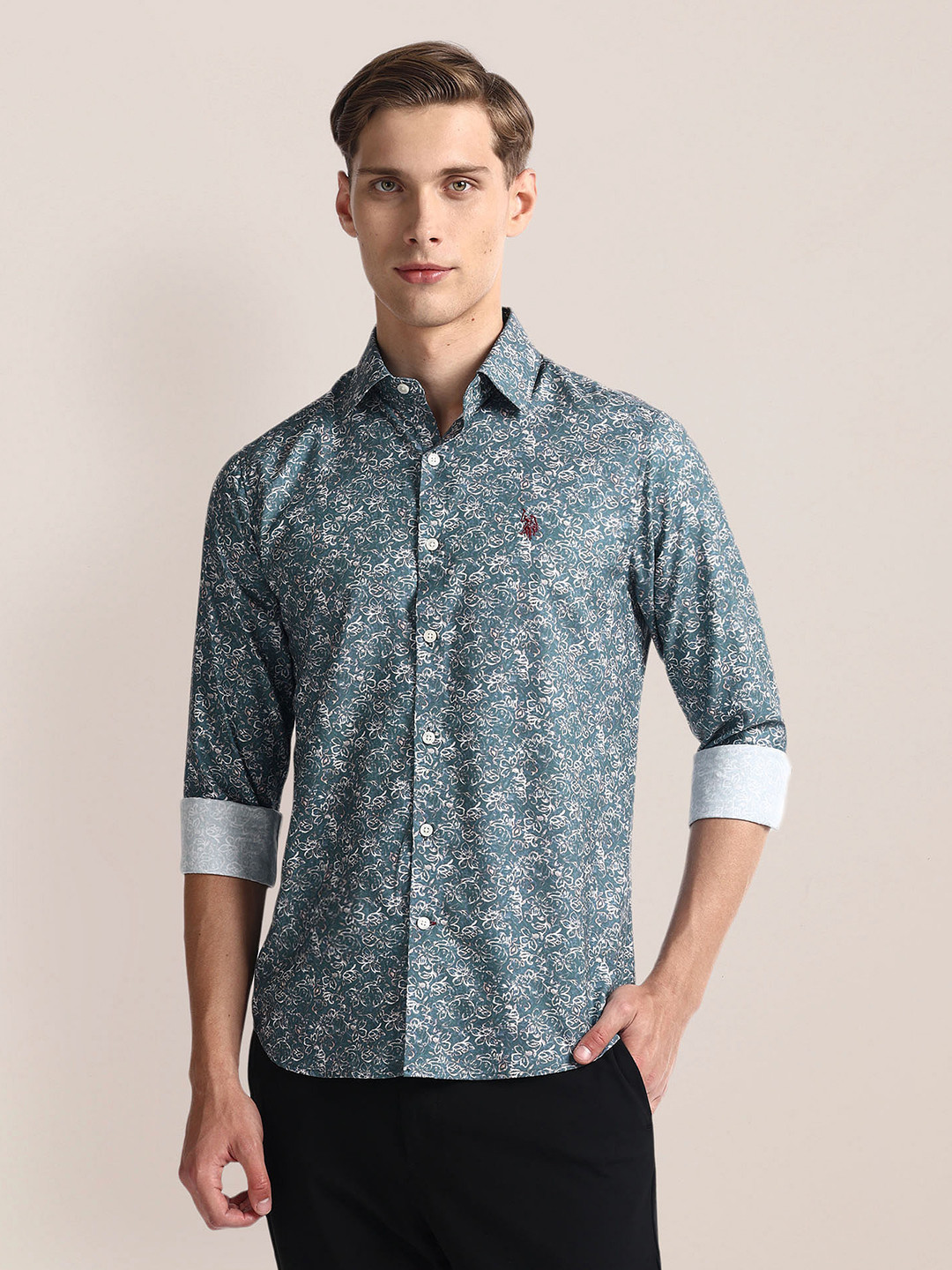 U.S. Polo Assn. Floral Printed Cotton Modal Casual Shirt