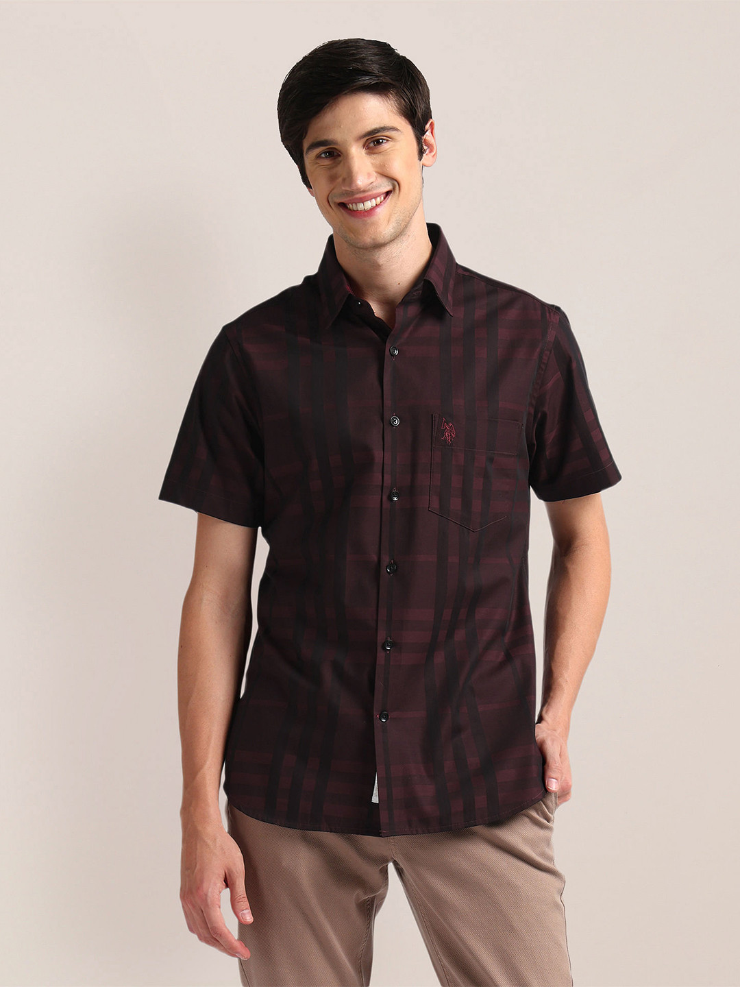 U.S. Polo Assn. Tartan Check Tailored Fit Pure Cotton Casual Shirt