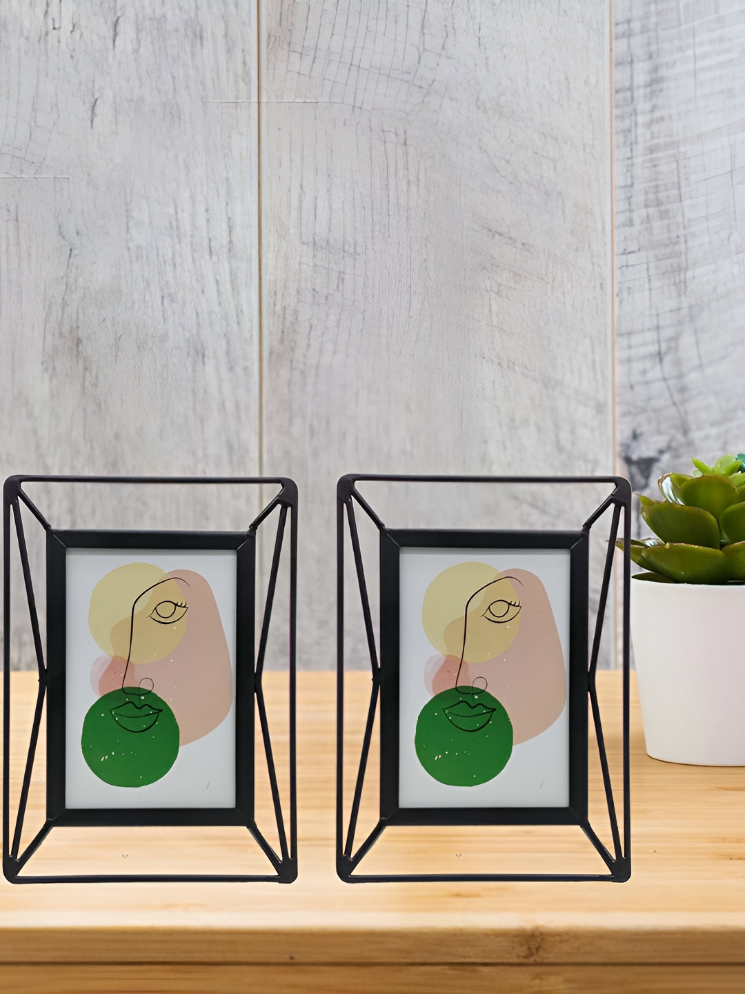 Garden Deco Black 2 Pieces Metal Table Photo Frames