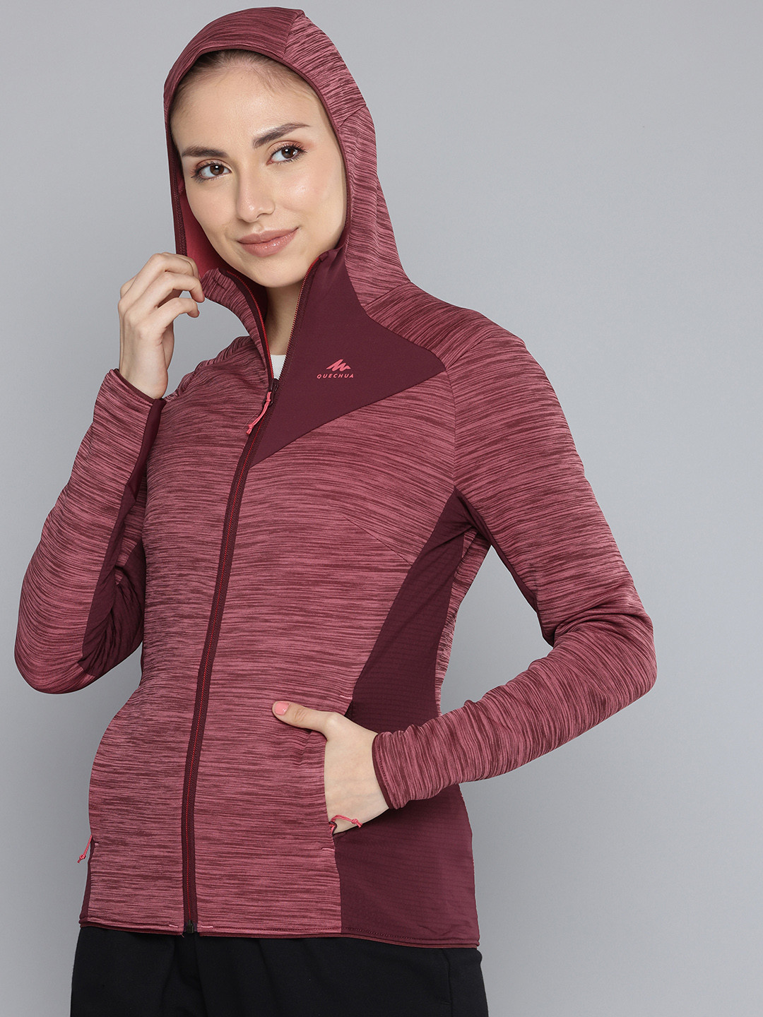 Decathlon  Lightweight Fleece Lined Melange Effect Gym Sporty Jacket