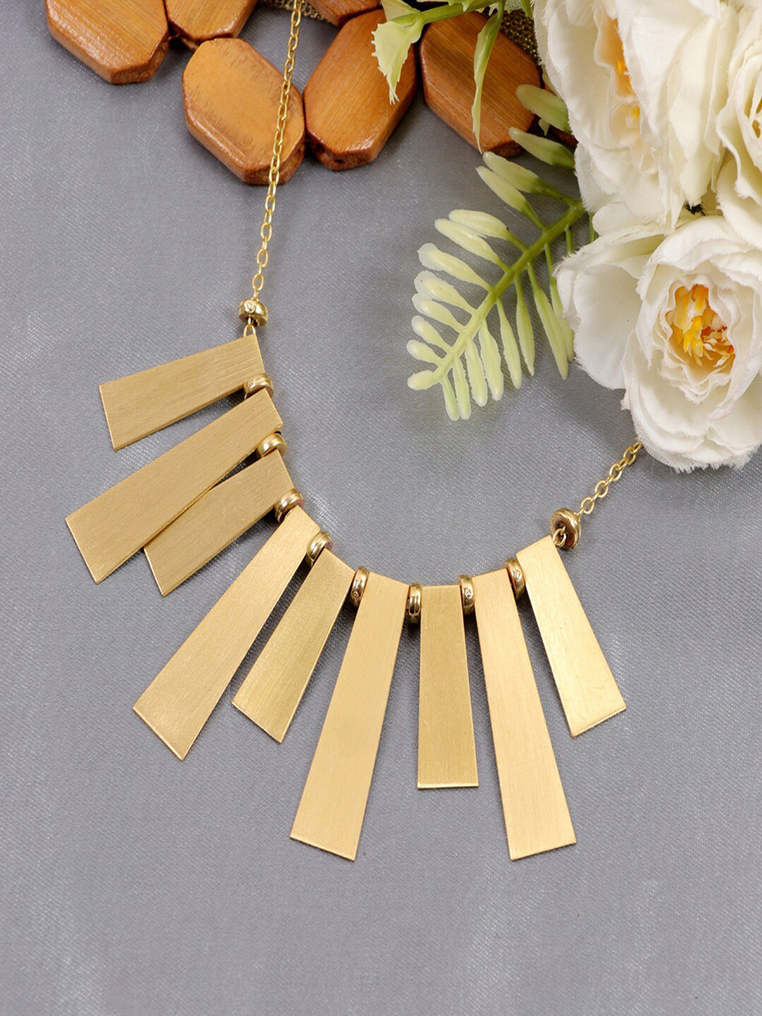 UNIVERSITY TRENDZ Demi-Fine Anti-Tarnish Statement Waterproof Gold Bib Necklace