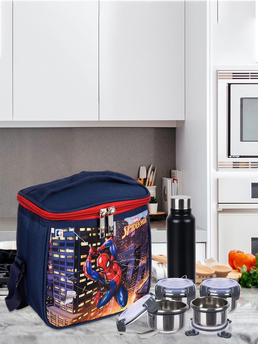 Kuber Industries Set of 2 Spider-Man Printed Lunch bags