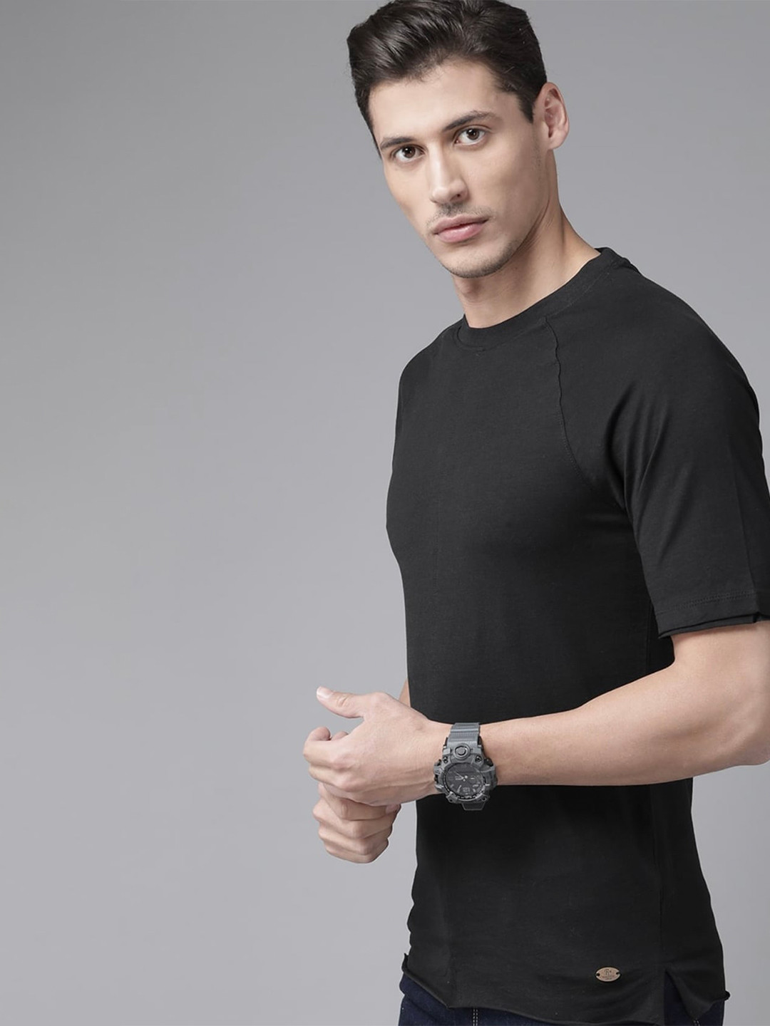 The Roadster Lifestyle Co. Black Round Neck Pure Cotton T-Shirt