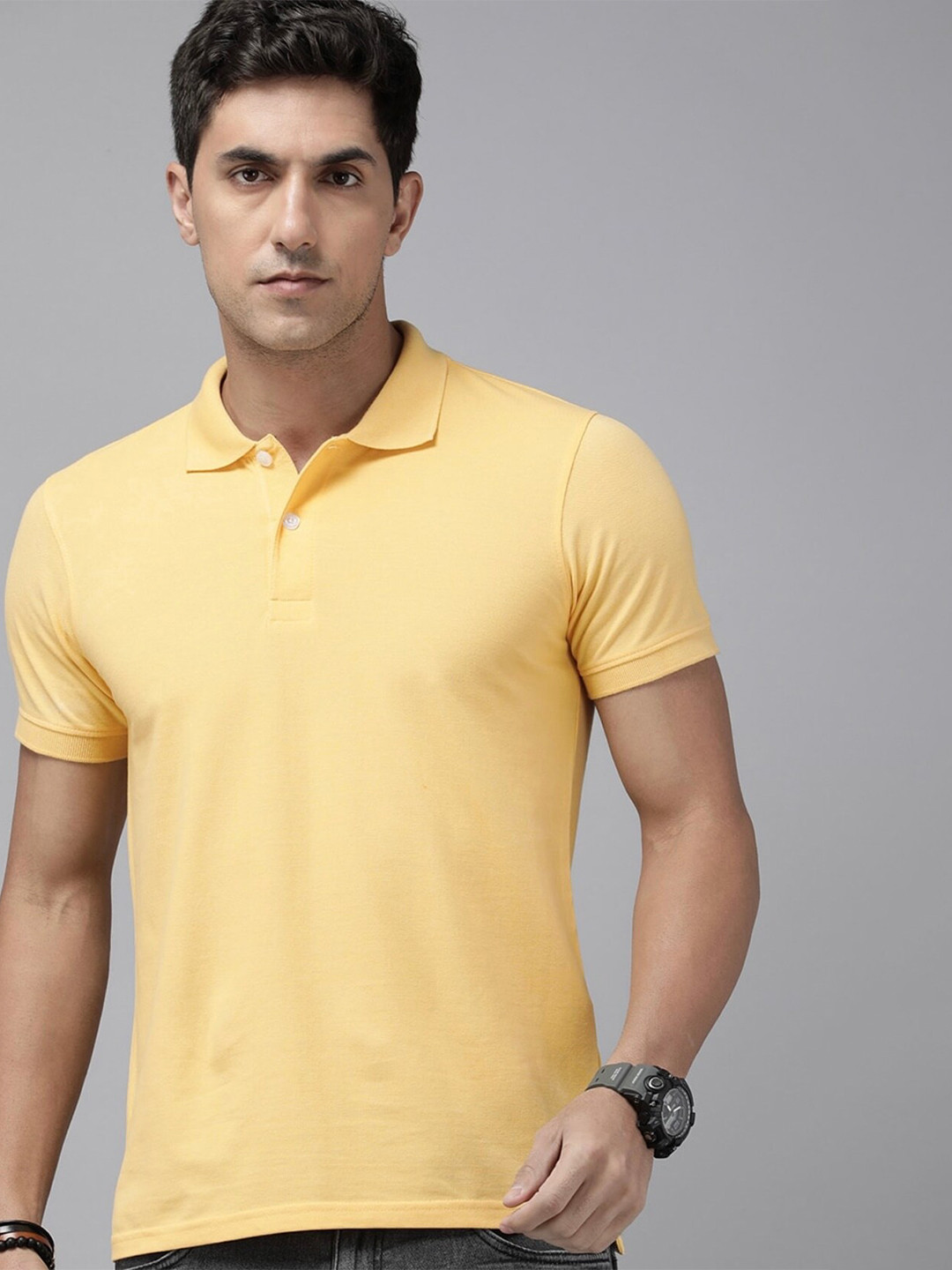 The Roadster Lifestyle Co. Yellow Polo Collar Short Sleeves T-Shirt