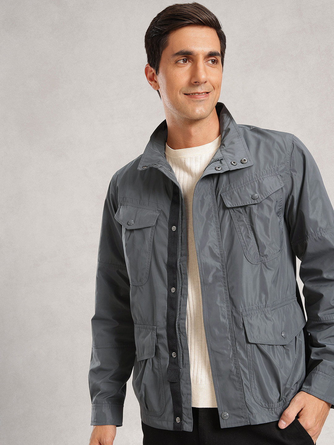 Nautica Band Collar Sporty Jacket