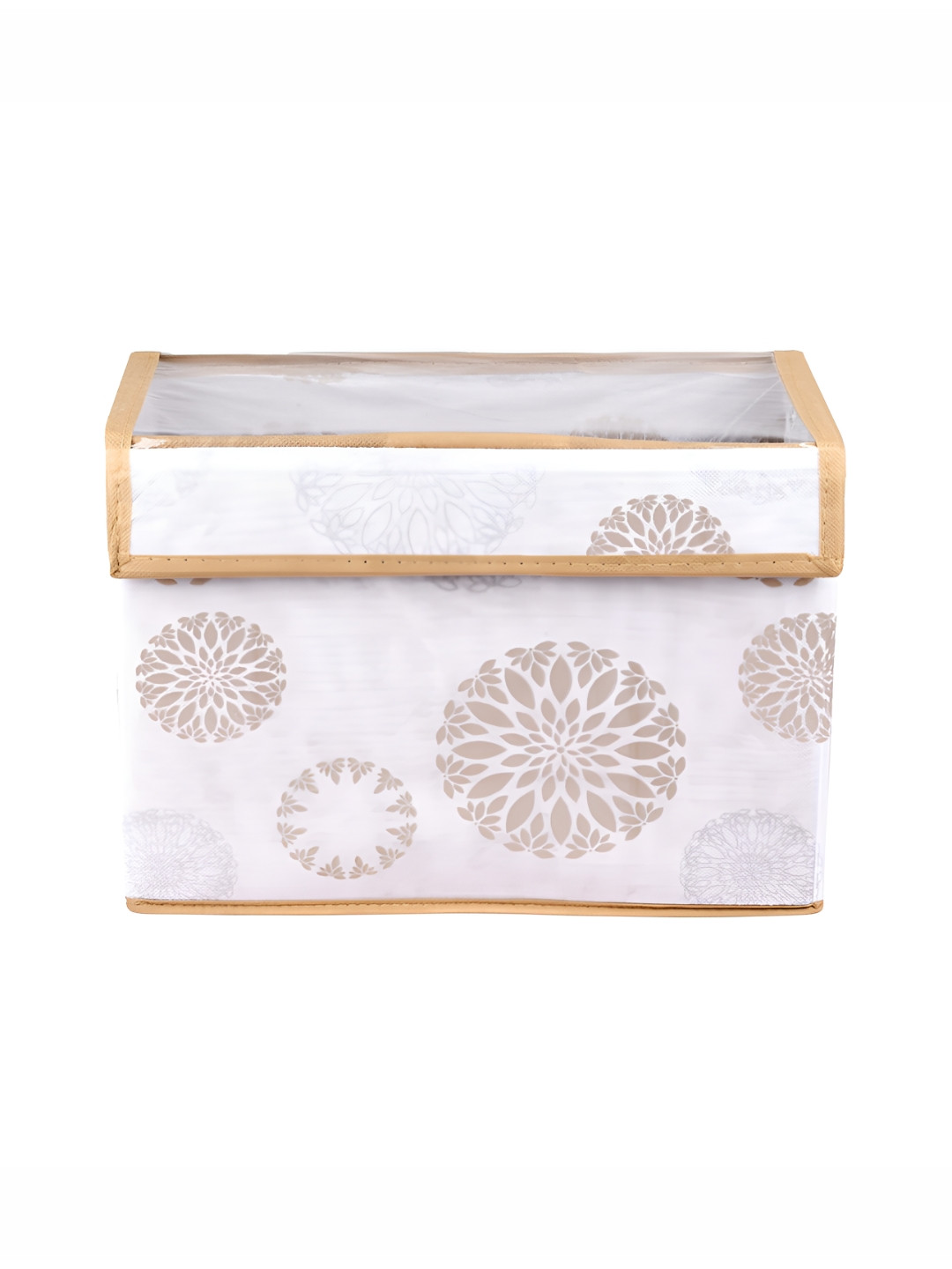 Kuber Industries White 12 Pieces Foldable Velcro Transparent Lid Drawer Box Organiser