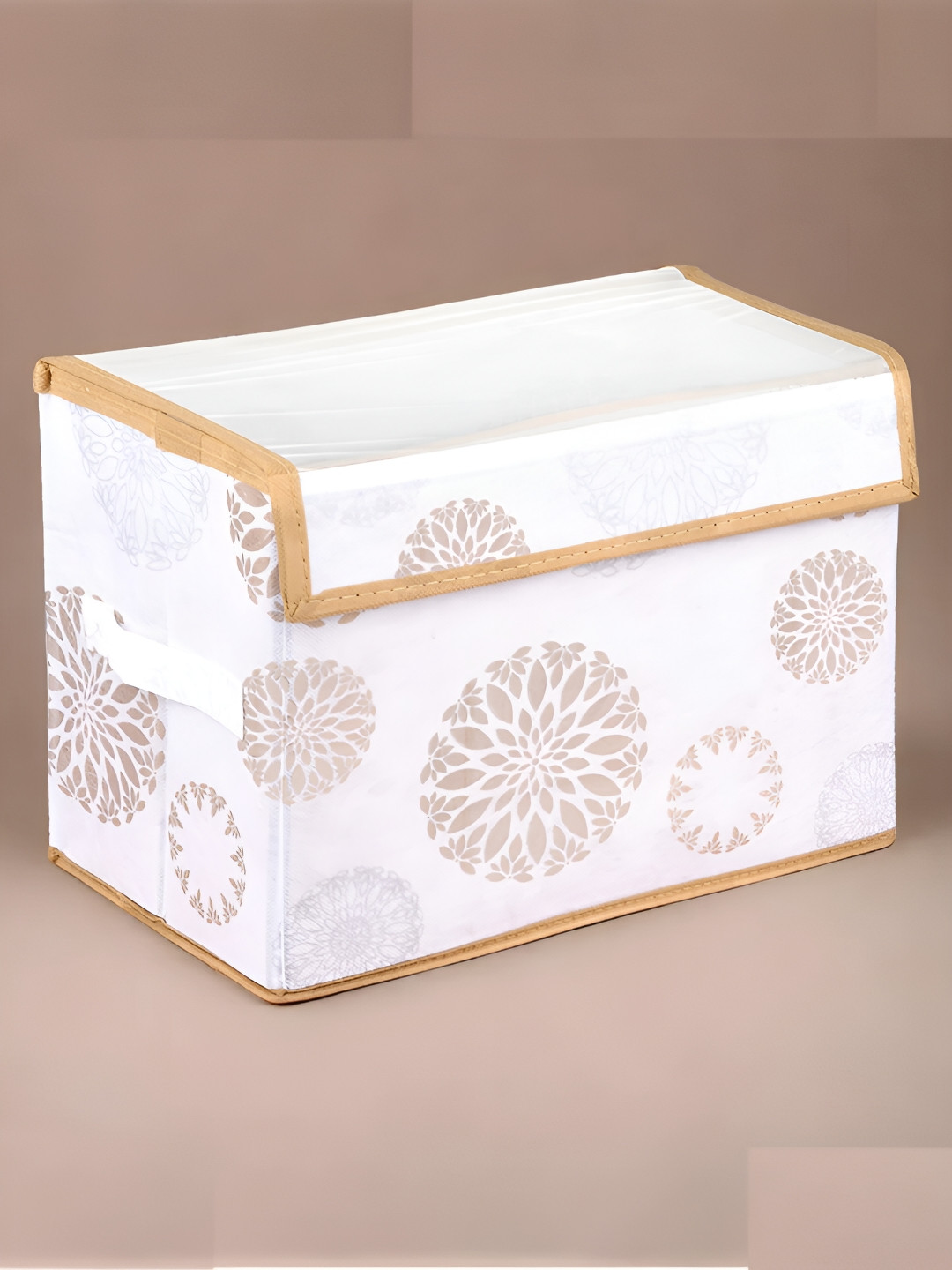 Kuber Industries White Foldable Transparent Lid Velcro Drawer Box Organisers