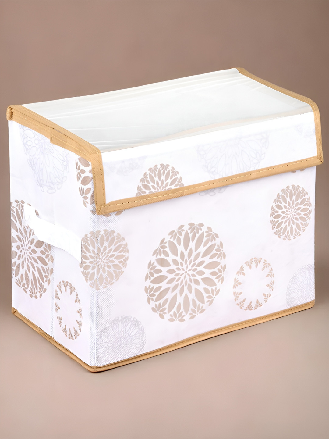 Kuber Industries White Multi-Utility Foldable Transparent Lid Velcro Drawer Box Organisers