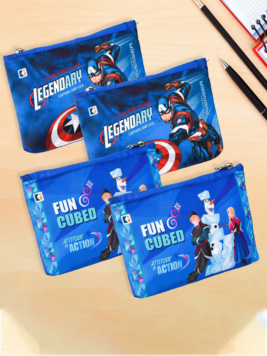 Kuber Industries Kids Set Of 4 Avengers Printed Pen Cases Stationery