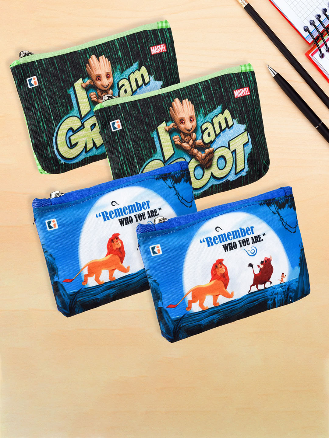 Kuber Industries Kids Set Of 4 Printed Pencil Pouches