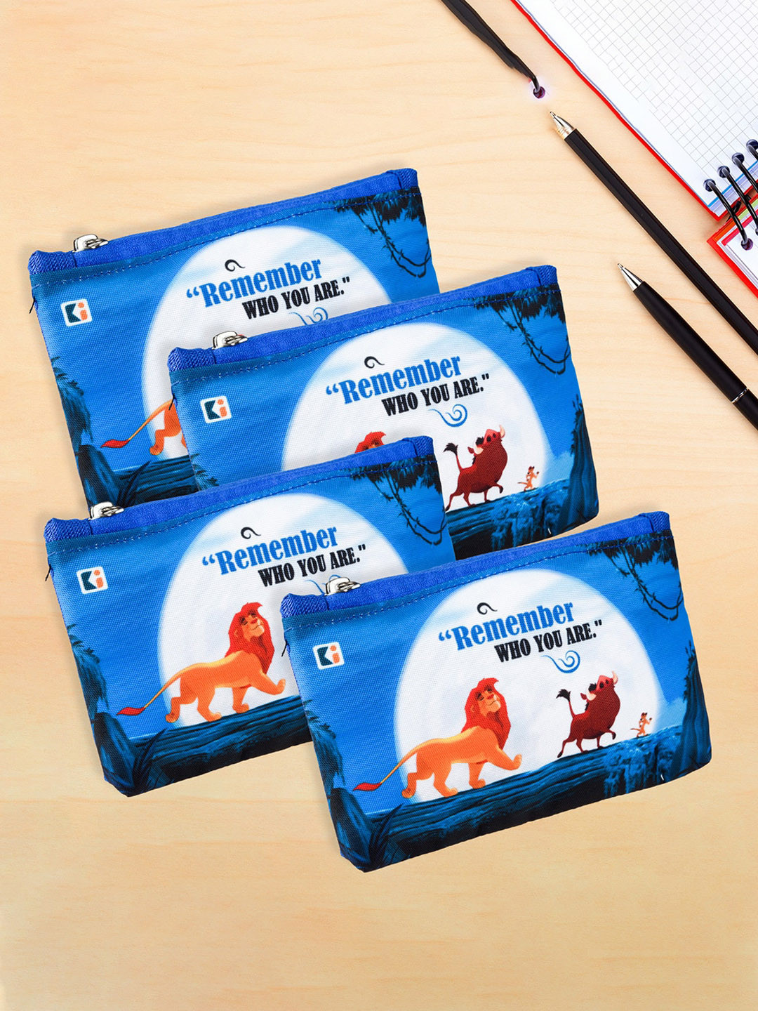 Kuber Industries Kids Set Of 4 Disney-Lion King Printed Pencil Pouches