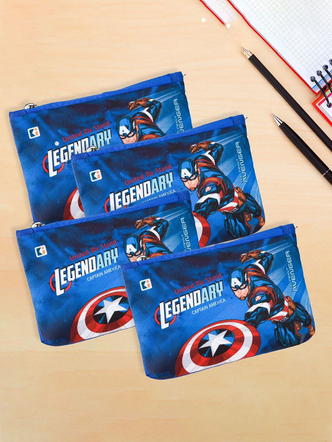 Kuber Industries Set Of 4 Captain America Printed Pen Cases