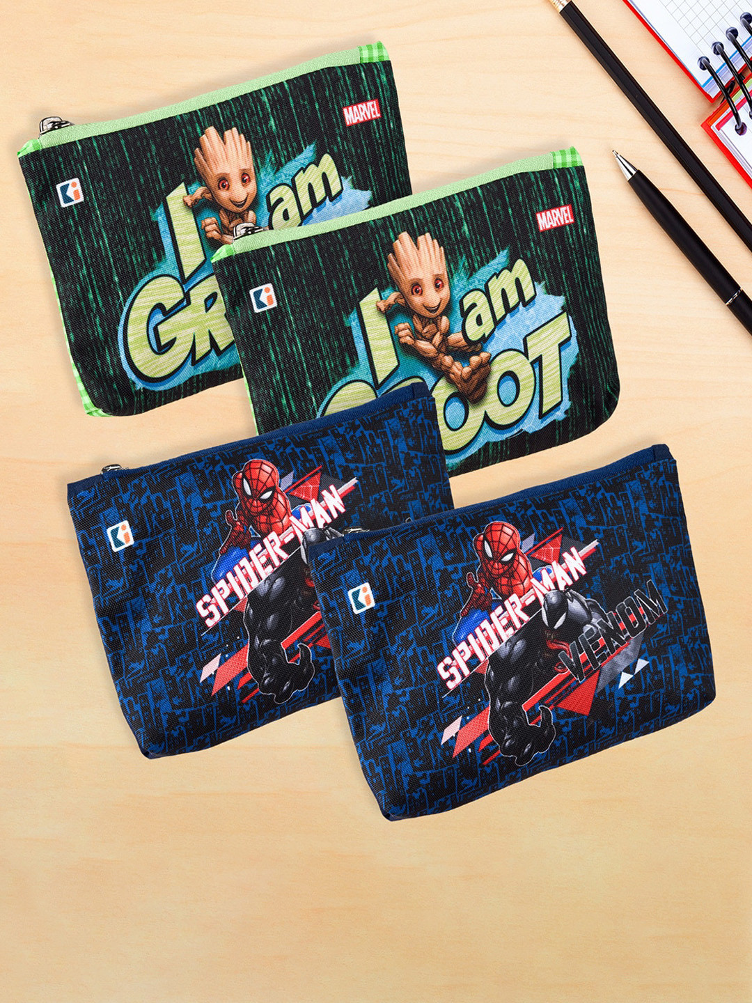 Kuber Industries Kids Set Of 4 Printed Pencil Pouches