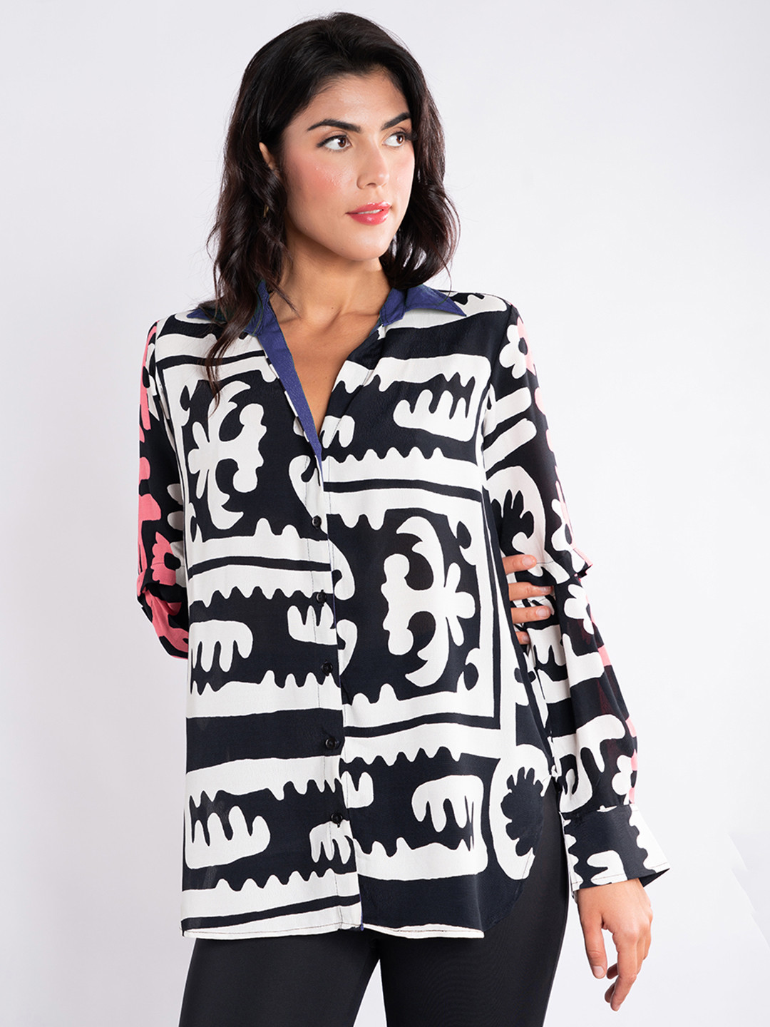 Stylecast X Hersheinbox Prints That Pop Abstract Printed Shirt Style Top