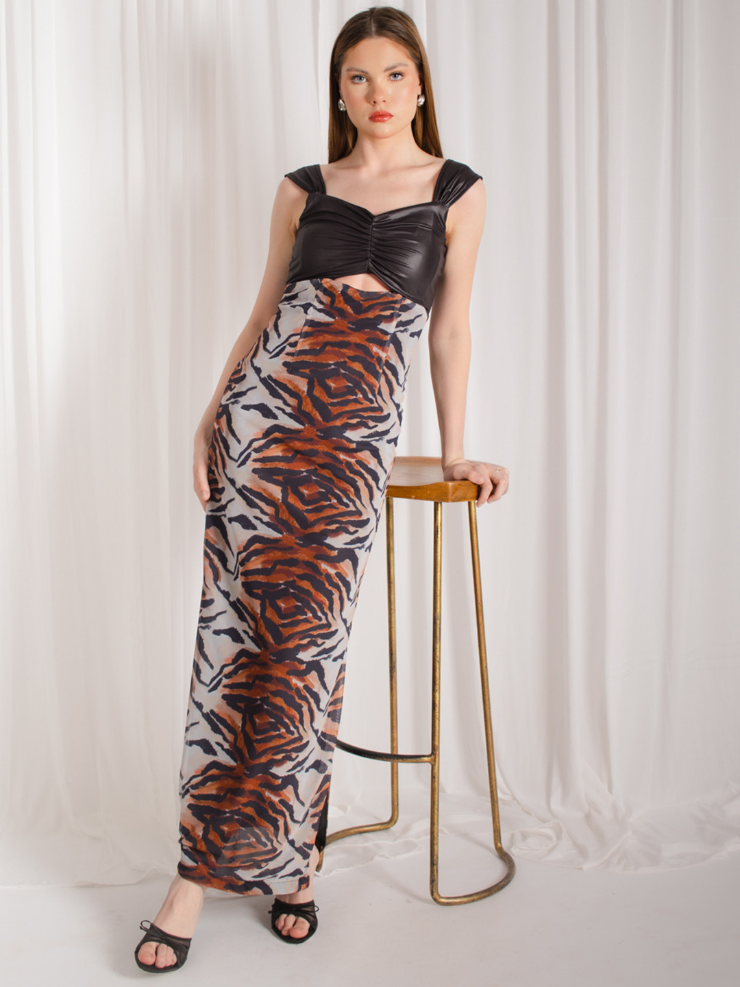 Stylecast X Hersheinbox Animal Print Cut-Out Sheath Maxi Dress