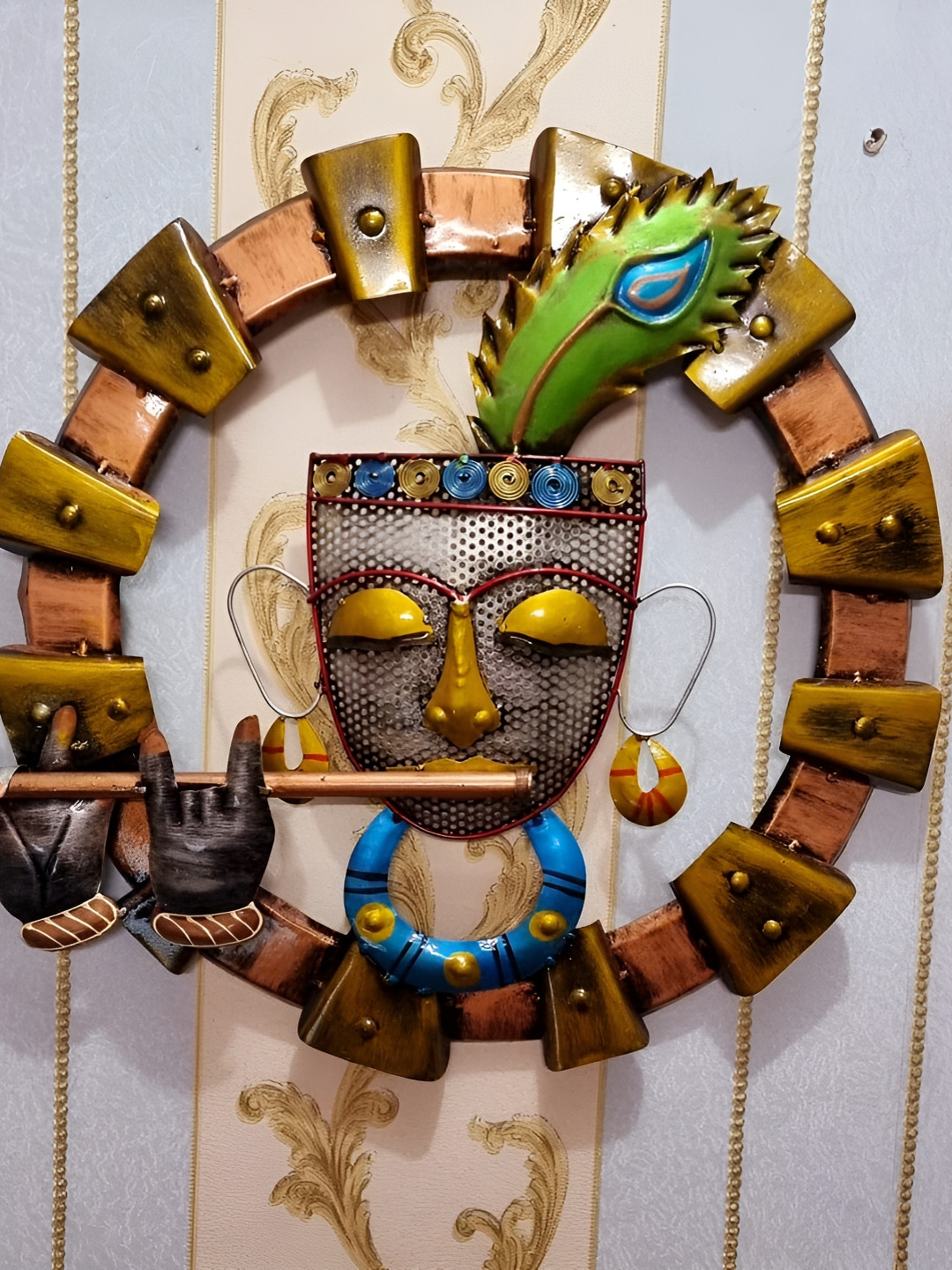 ANSHIKA INTERNATIONAL Krishna Flute ation Metal Matte Hall Spiritual Wall Decor-23In