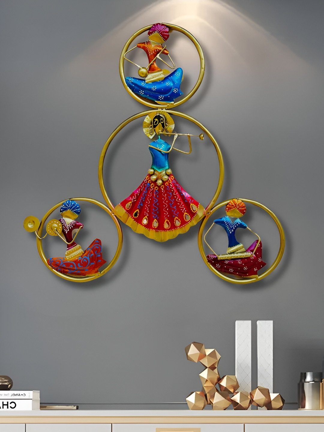 ANSHIKA INTERNATIONAL Playing Musician Doll Metal Glossy Wall Hangings-26.5In
