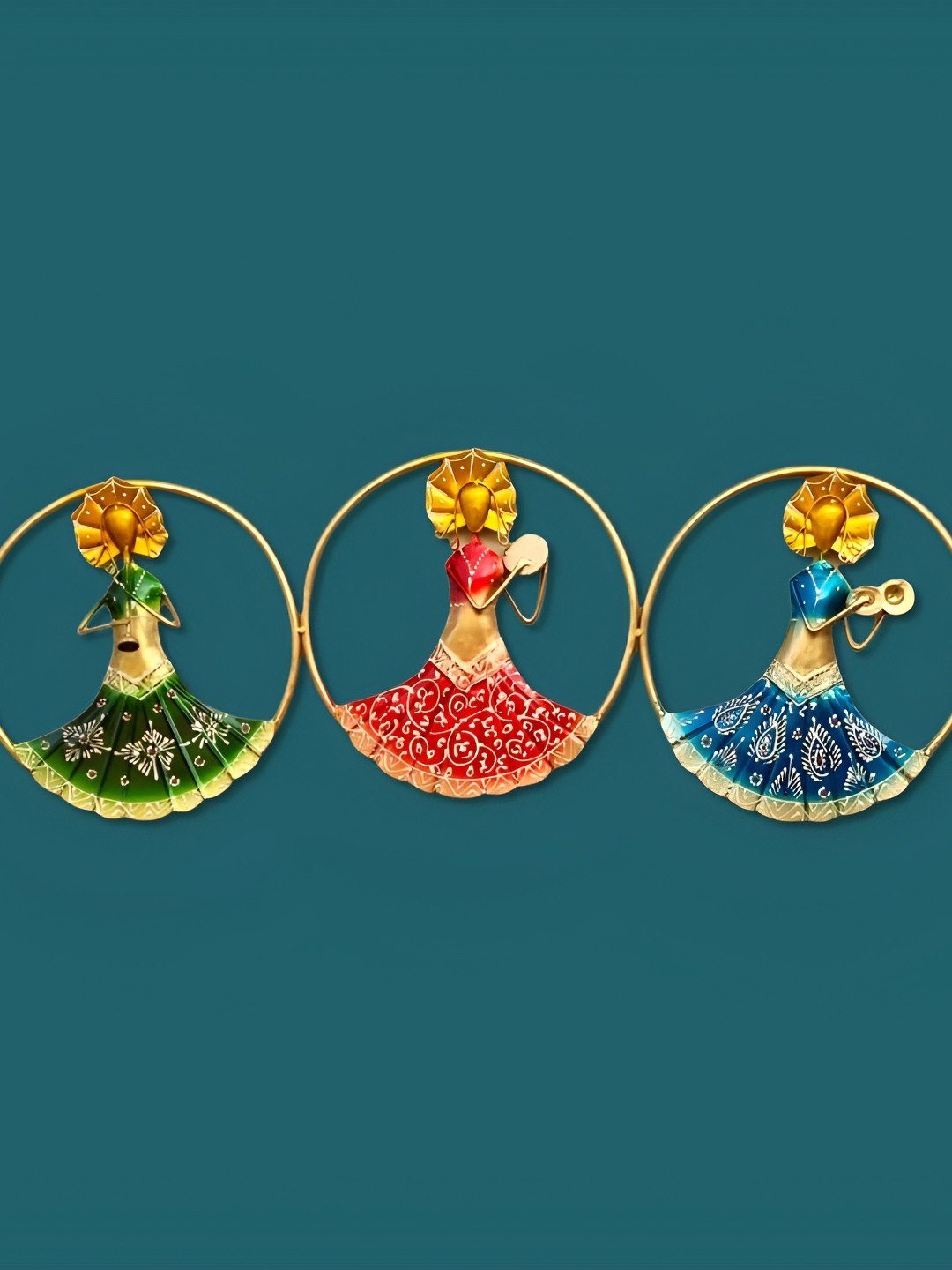 ANSHIKA INTERNATIONAL Beige & Blue 3 Round Doll Hanging Wall Decor
