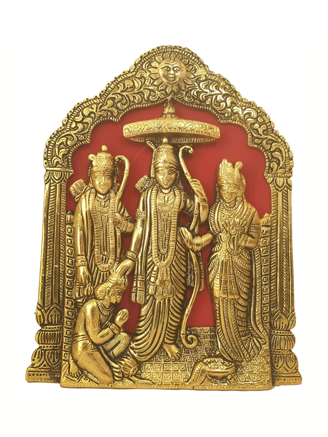 ANSHIKA INTERNATIONAL Lord Ram Darbar Gold Brass Metallic Living Room Medium Showpiece - 9 Inches
